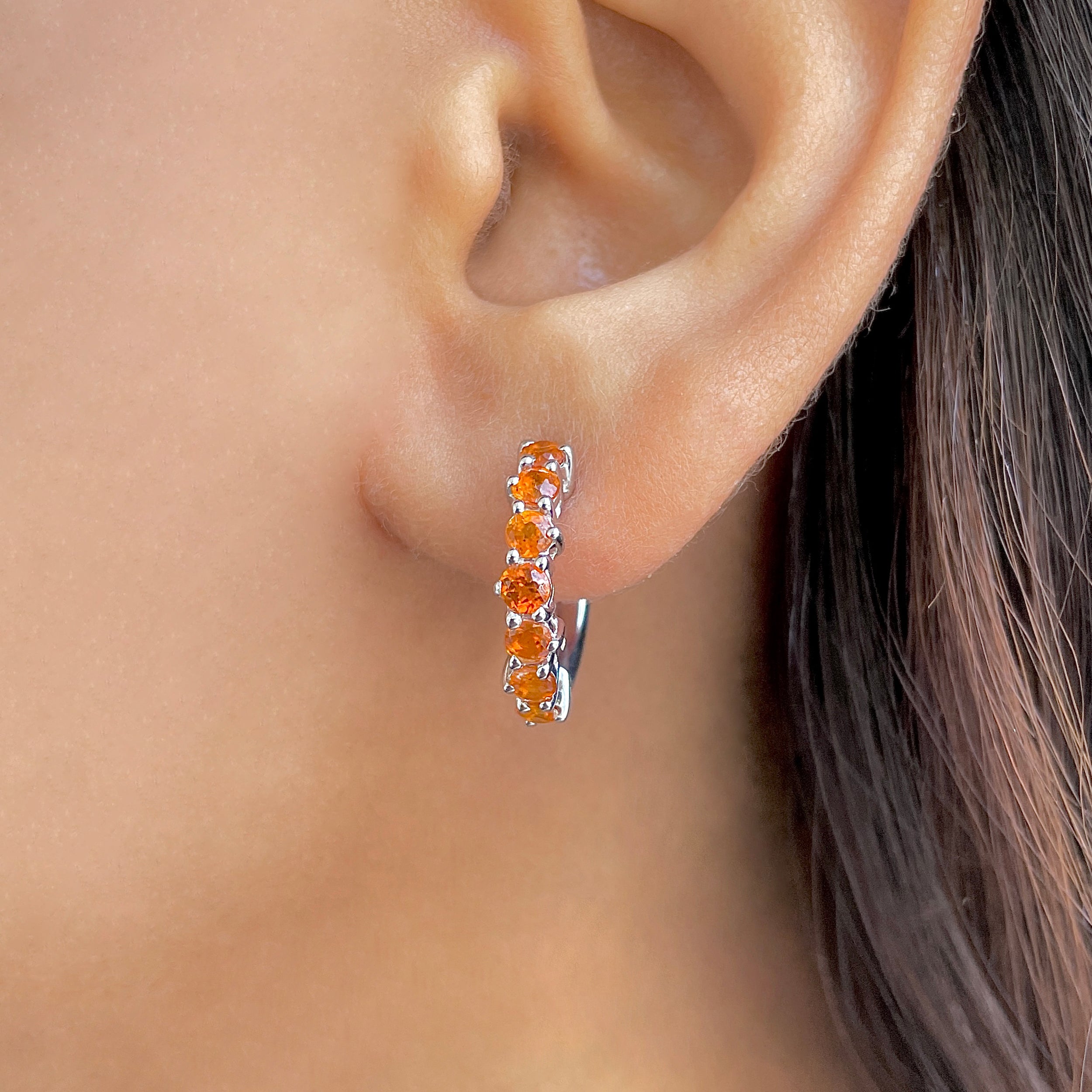 Orange Kyanite Hoop Earring-(KYN-SE-1473-O.)