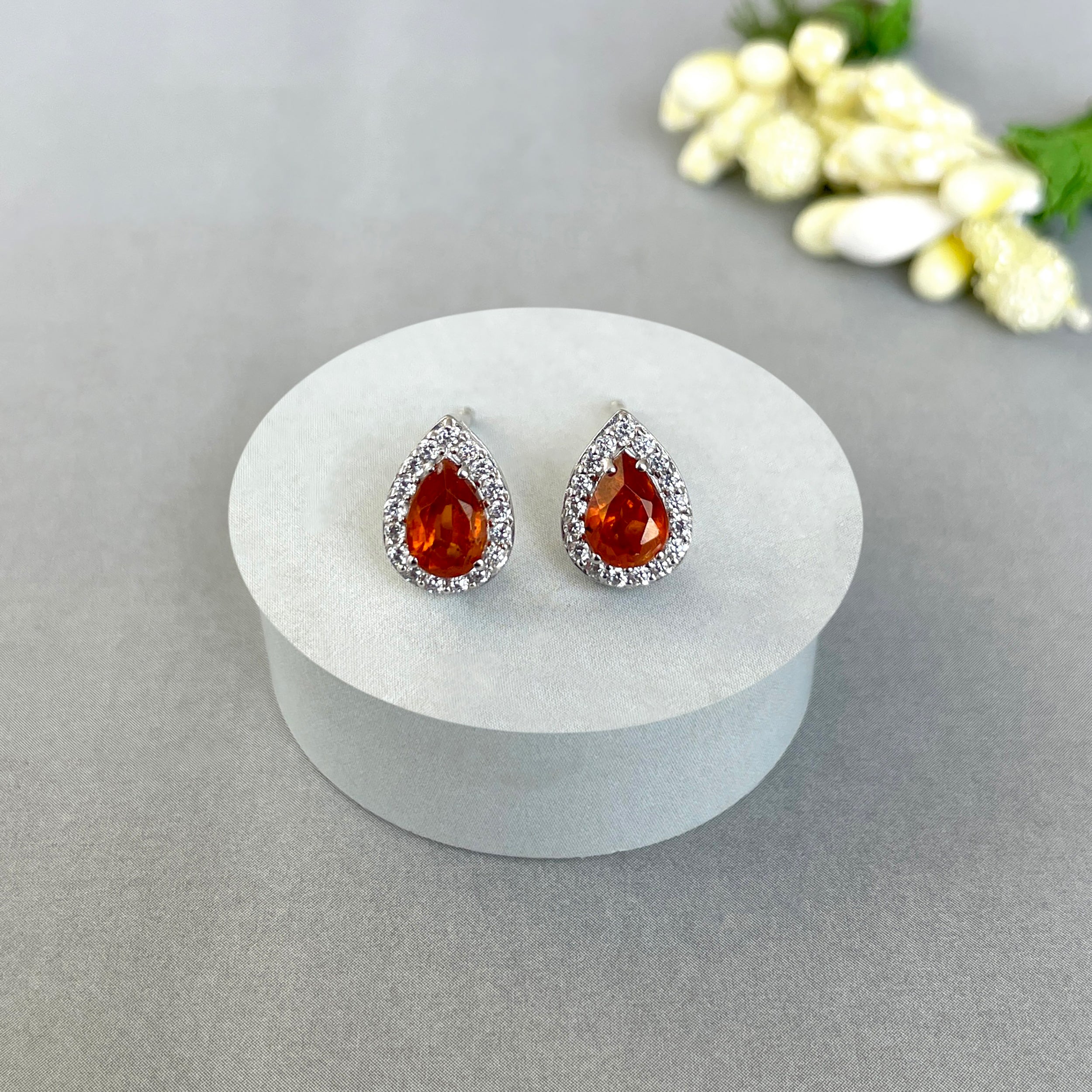 Orange Kyanite Stud Earring-(KYN-SE-52W-O.)