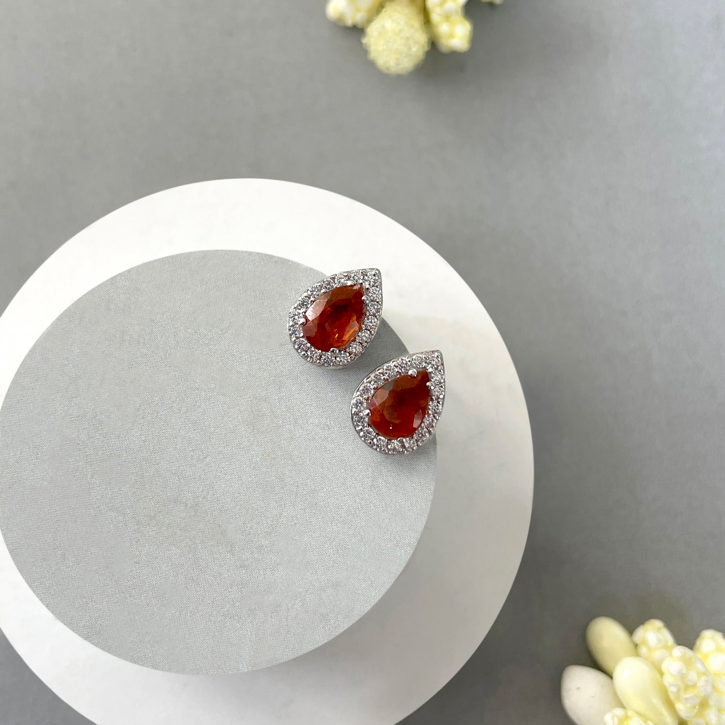 Orange Kyanite Stud Earring-(KYN-SE-52W-O.)
