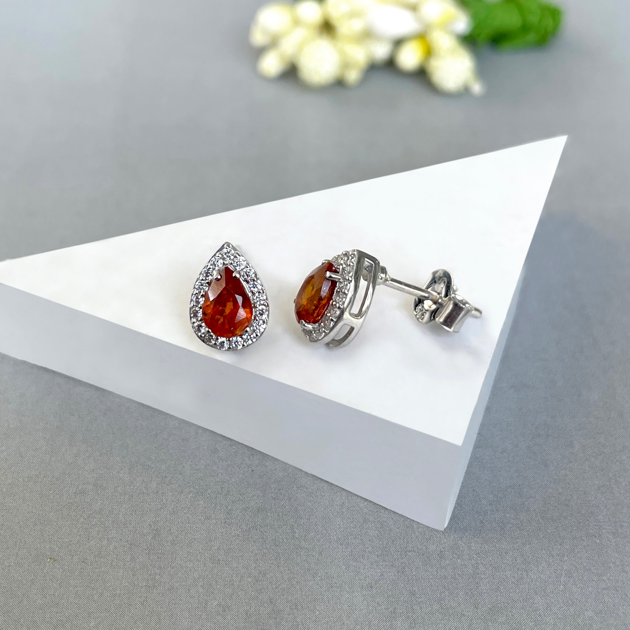 Orange Kyanite Stud Earring-(KYN-SE-52W-O.)