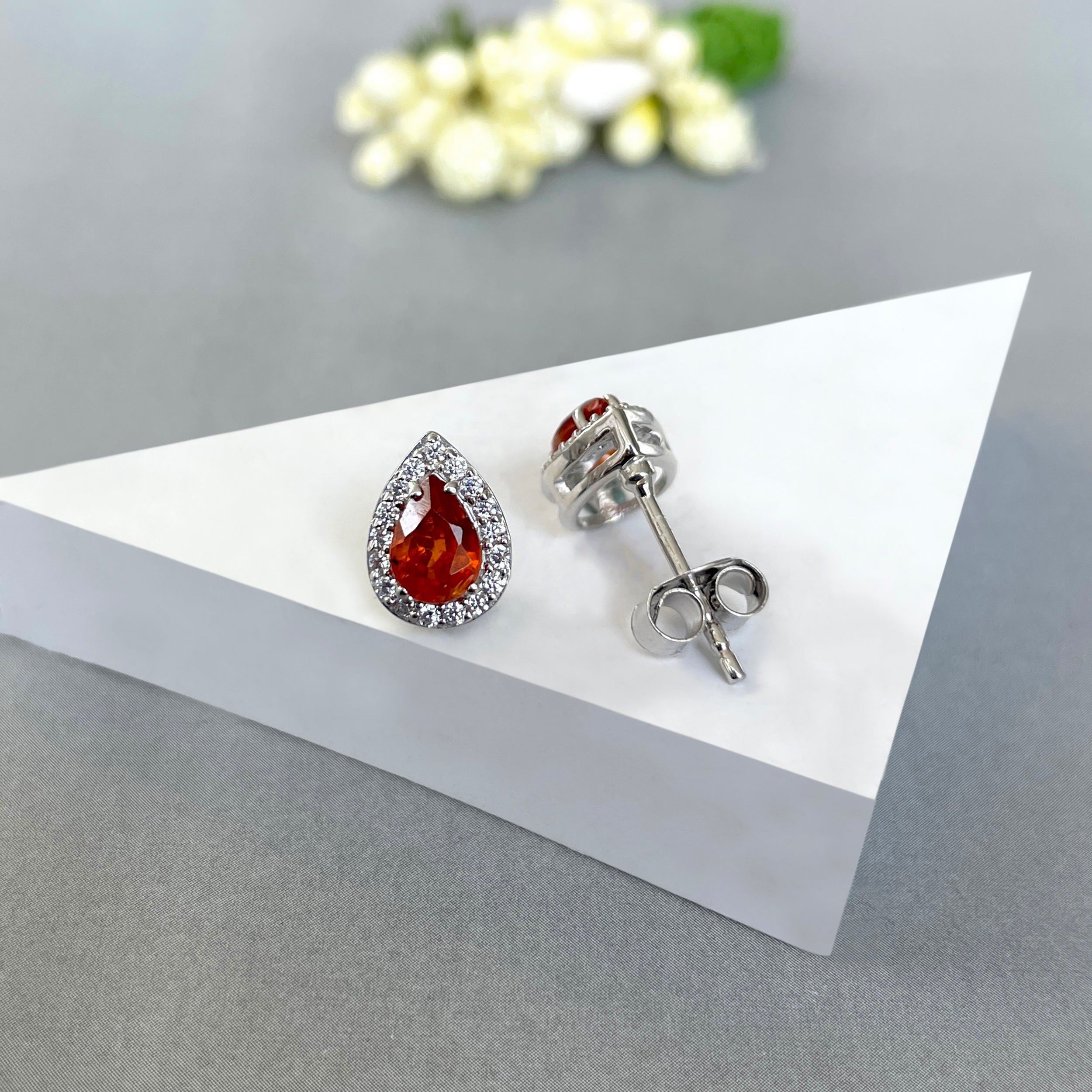 Orange Kyanite Stud Earring-(KYN-SE-52W-O.)