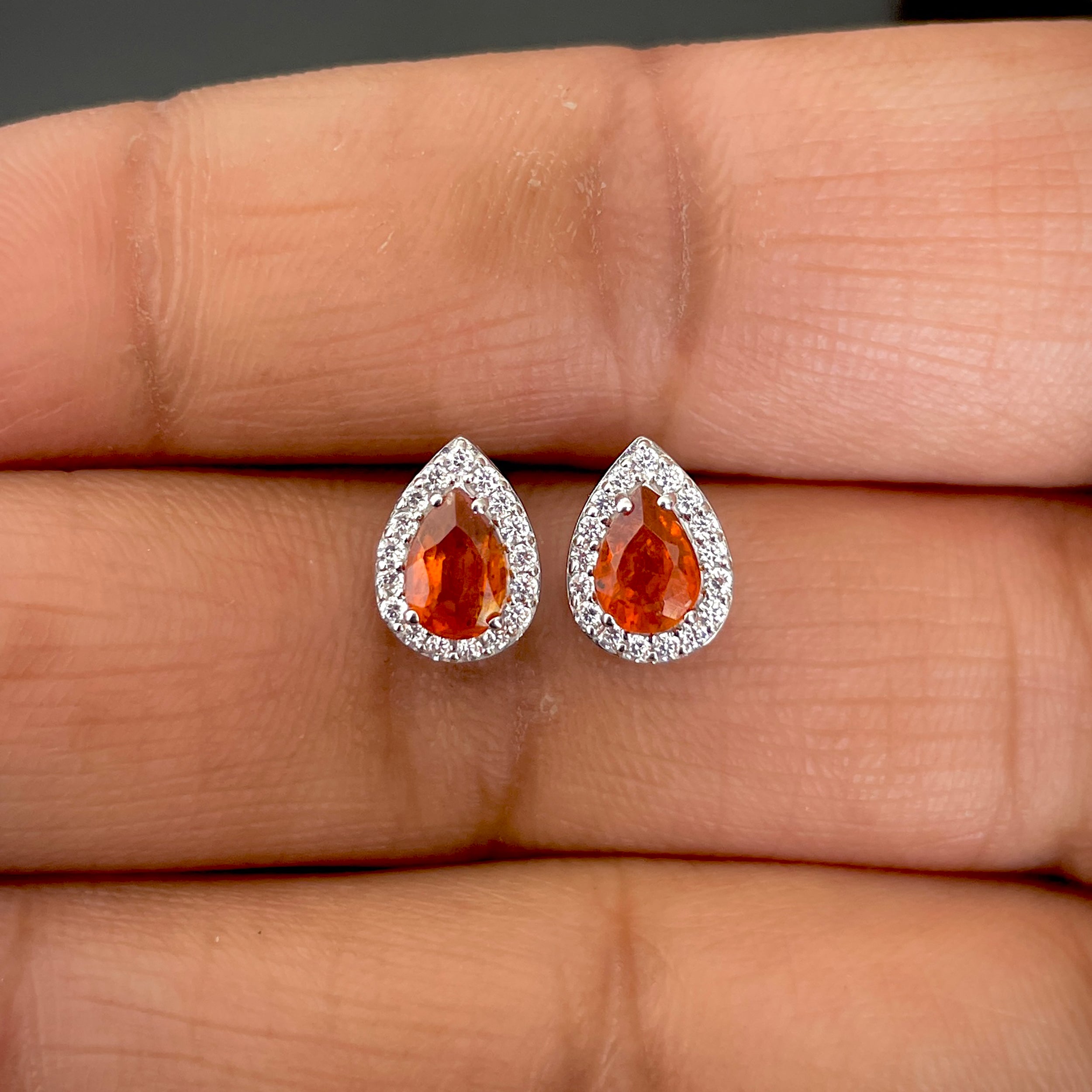 Orange Kyanite Stud Earring-(KYN-SE-52W-O.)