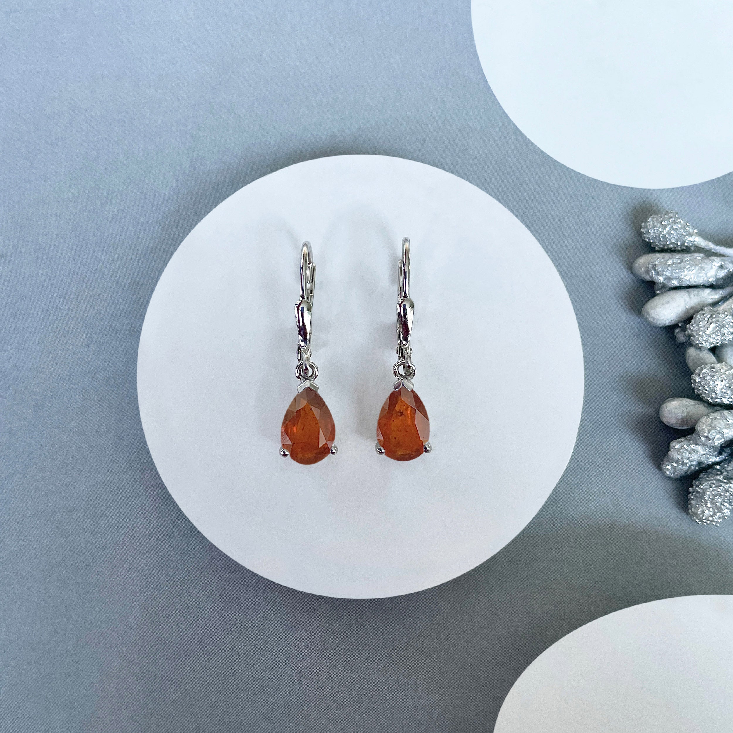 Orange Kyanite Leverback Earring-(KYN-SE-677-O.)