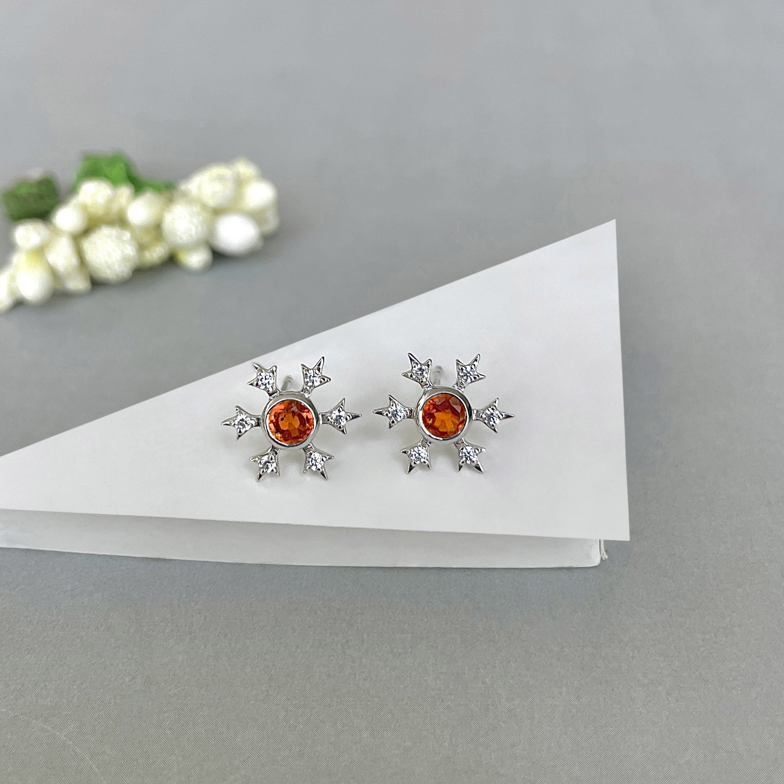 Orange Kyanite Stud Earring-(KYN-SE-854-O.)