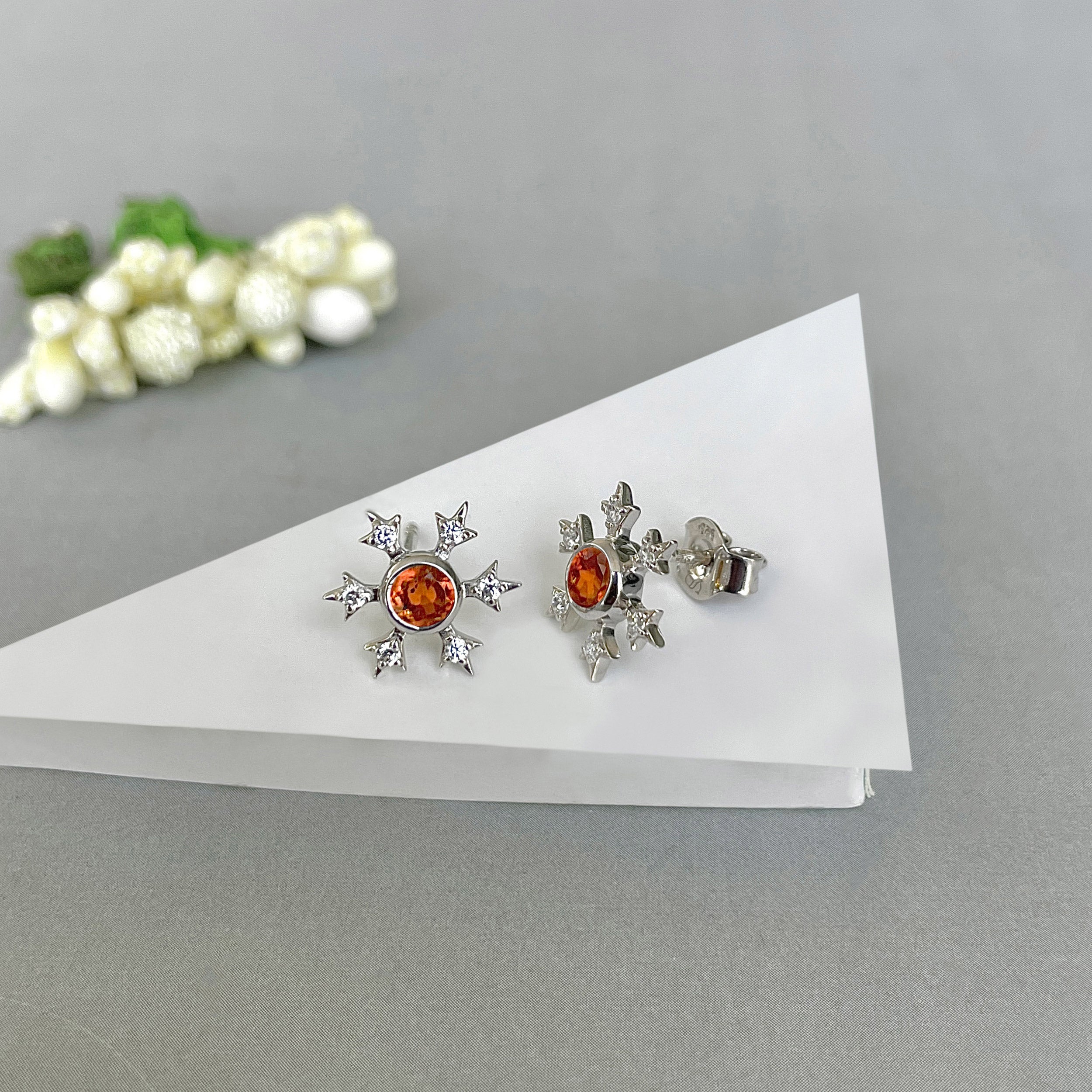 Orange Kyanite Stud Earring-(KYN-SE-854-O.)