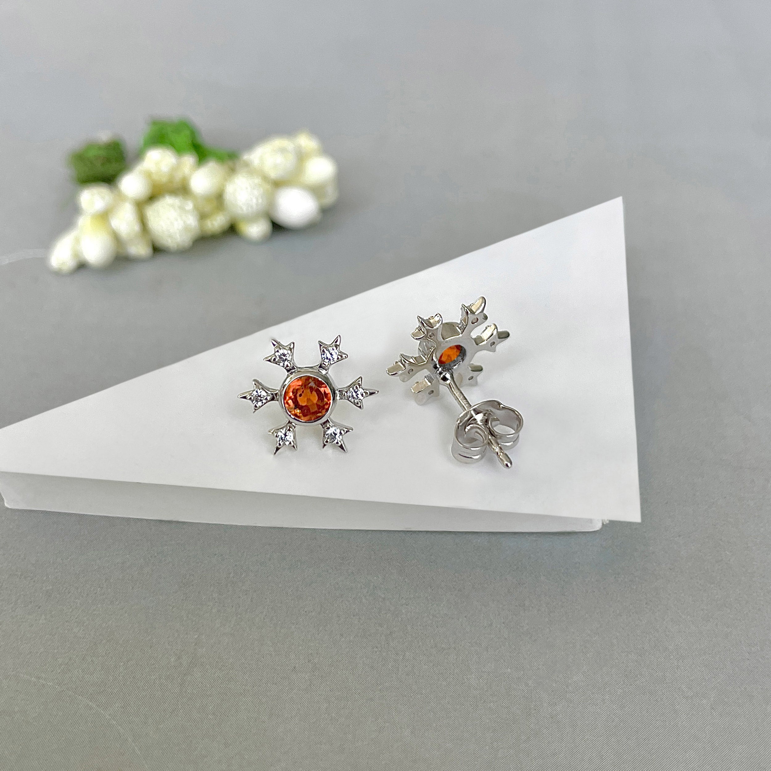 Orange Kyanite Stud Earring-(KYN-SE-854-O.)