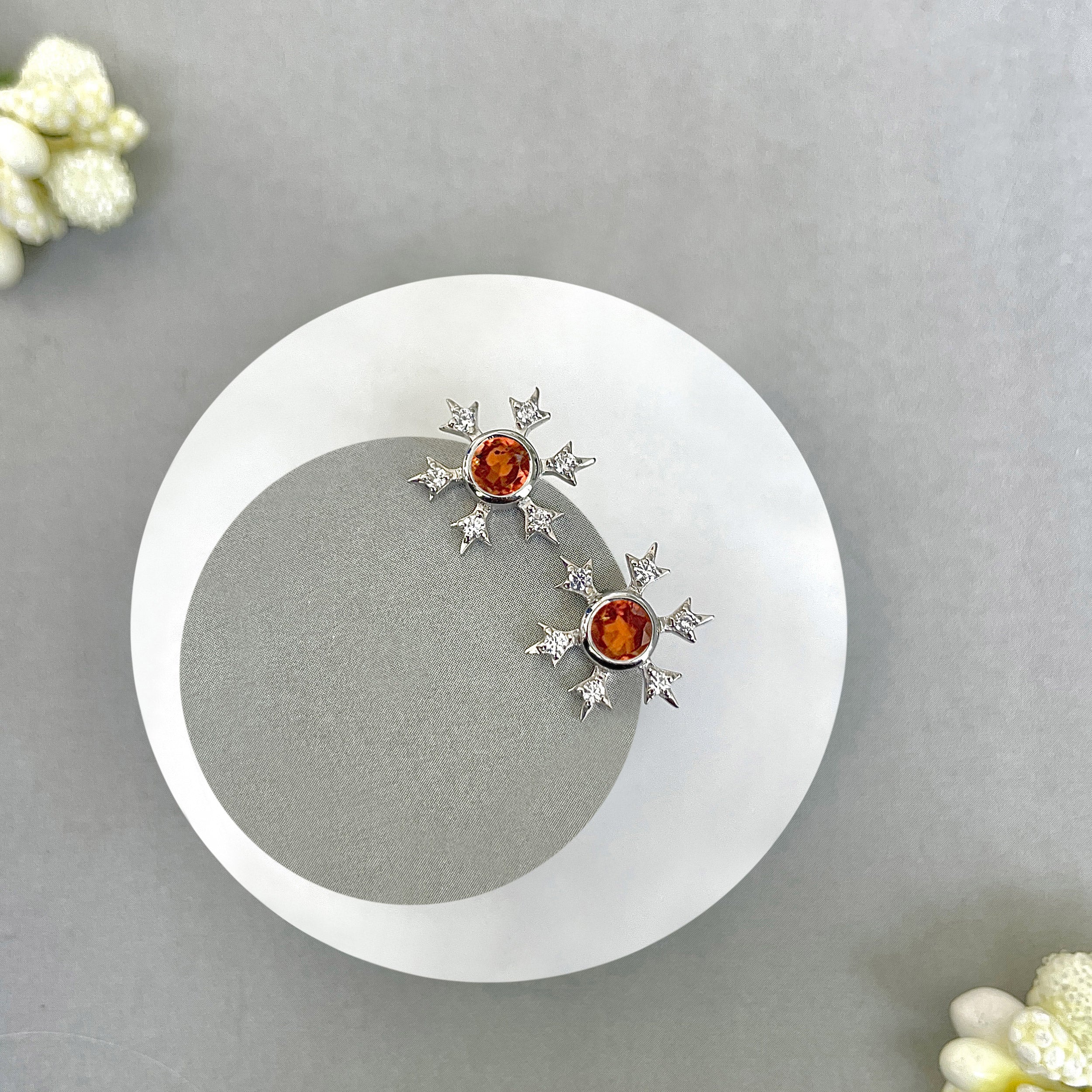 Orange Kyanite Stud Earring-(KYN-SE-854-O.)