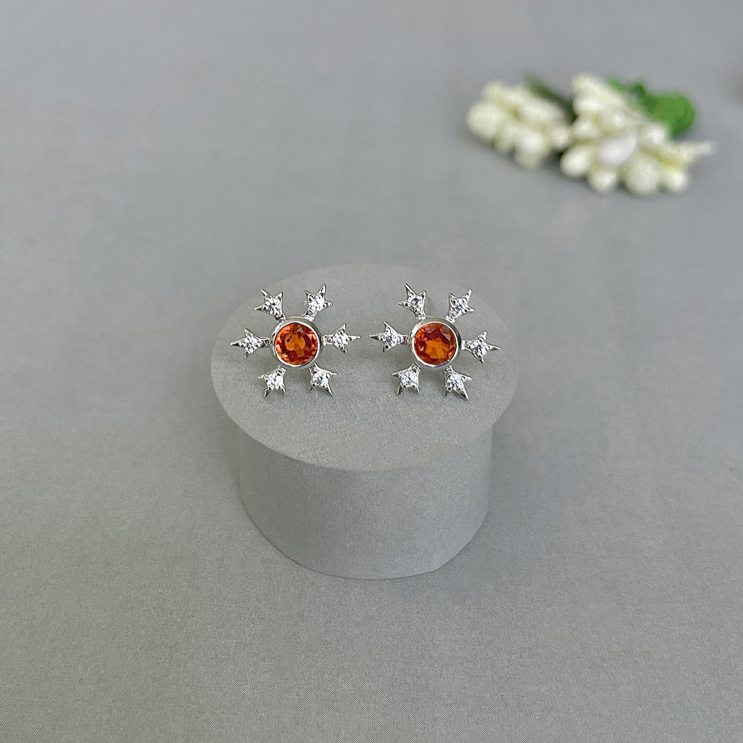 Orange Kyanite Stud Earring-(KYN-SE-854-O.)