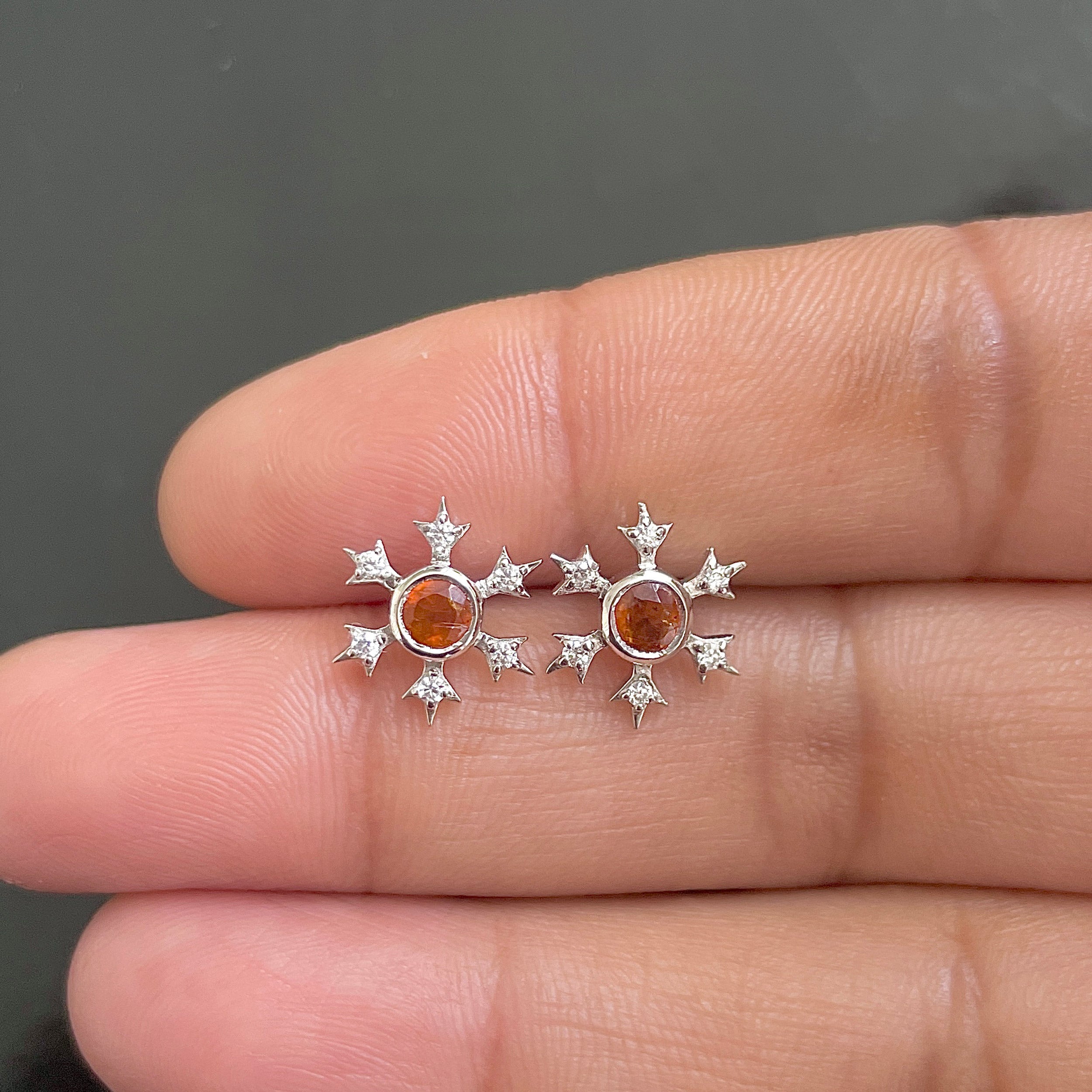 Orange Kyanite Stud Earring-(KYN-SE-854-O.)