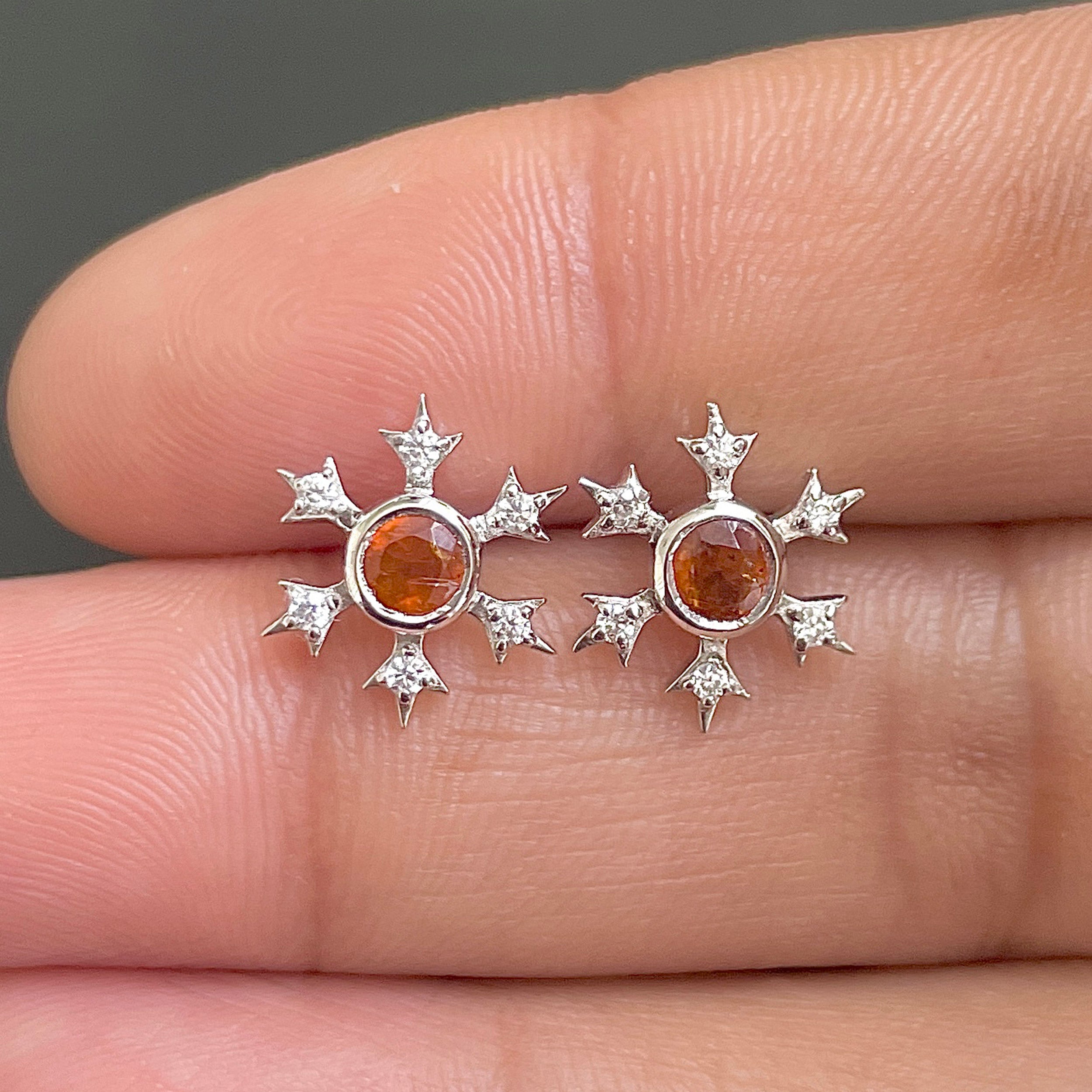 Orange Kyanite Stud Earring-(KYN-SE-854-O.)