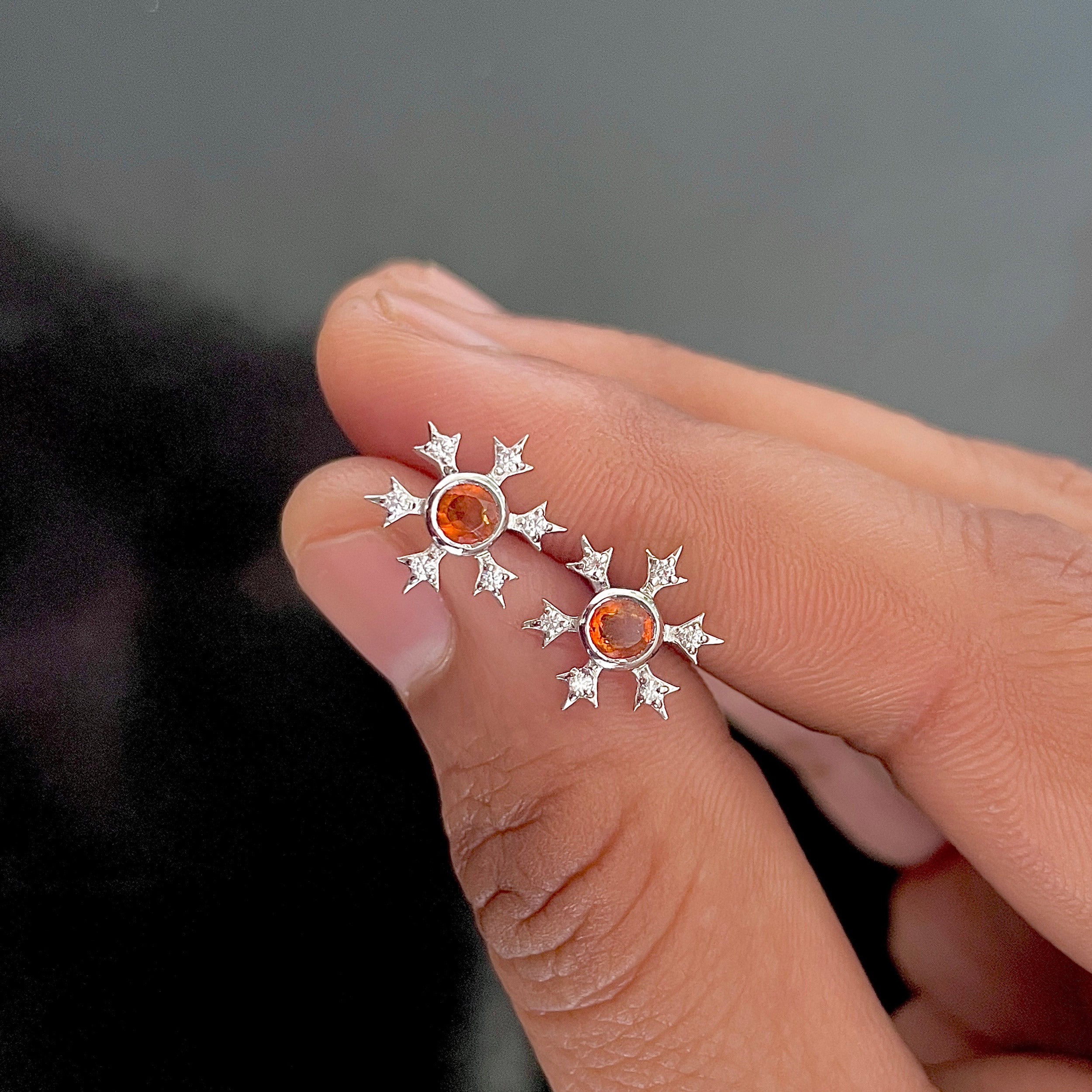 Orange Kyanite Stud Earring-(KYN-SE-854-O.)
