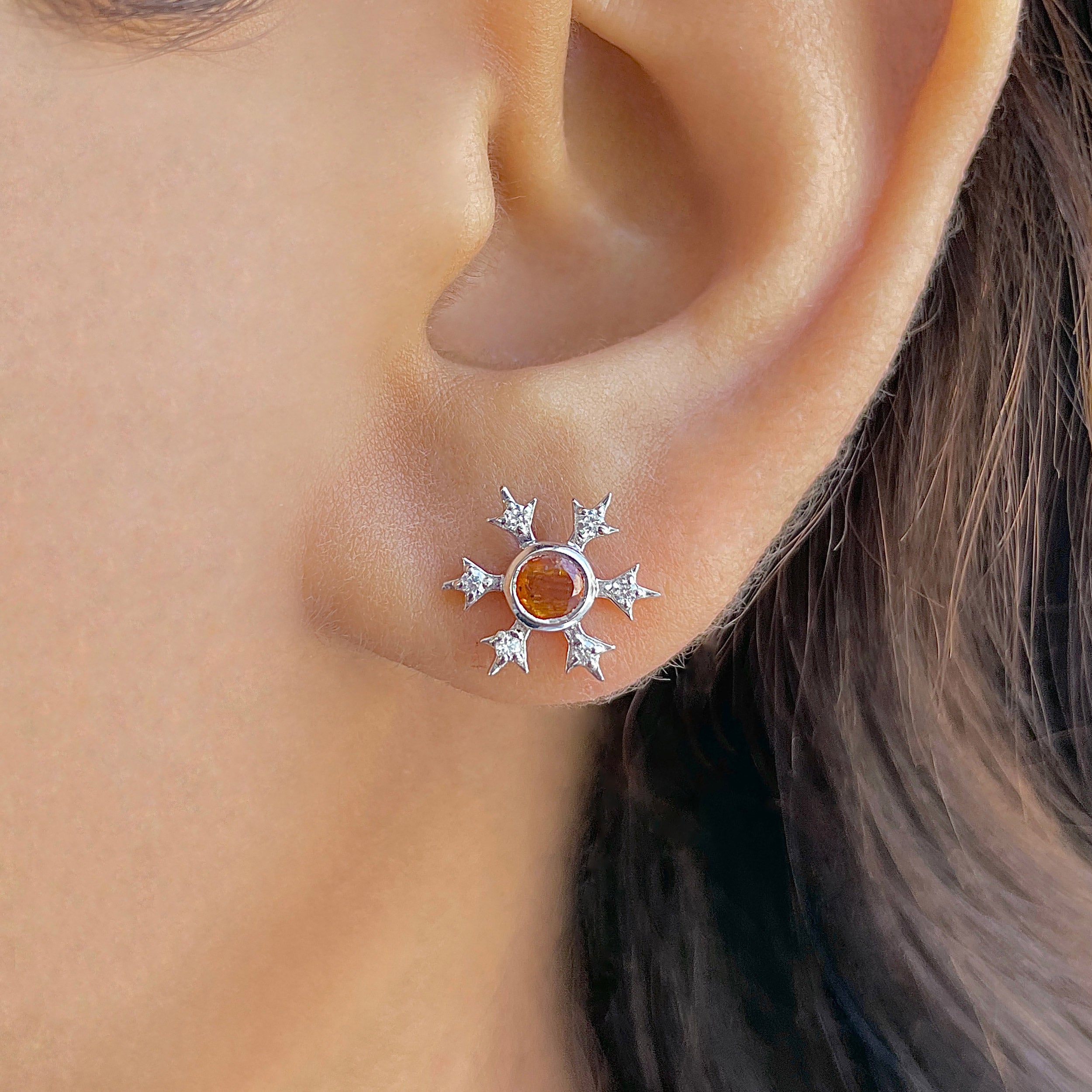 Orange Kyanite Stud Earring-(KYN-SE-854-O.)