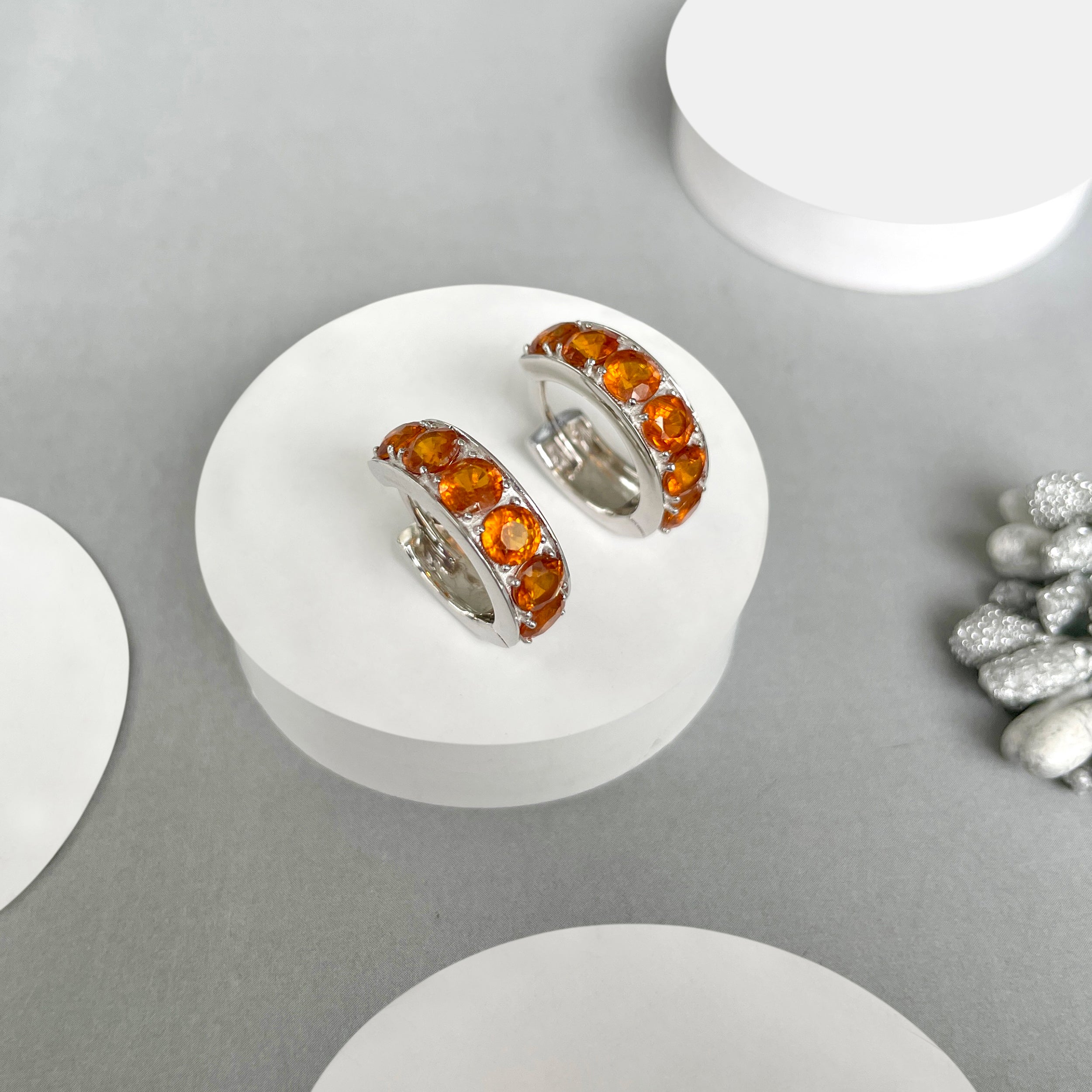 Orange Kyanite Hoop Earring-(KYN-SE-973-O.)