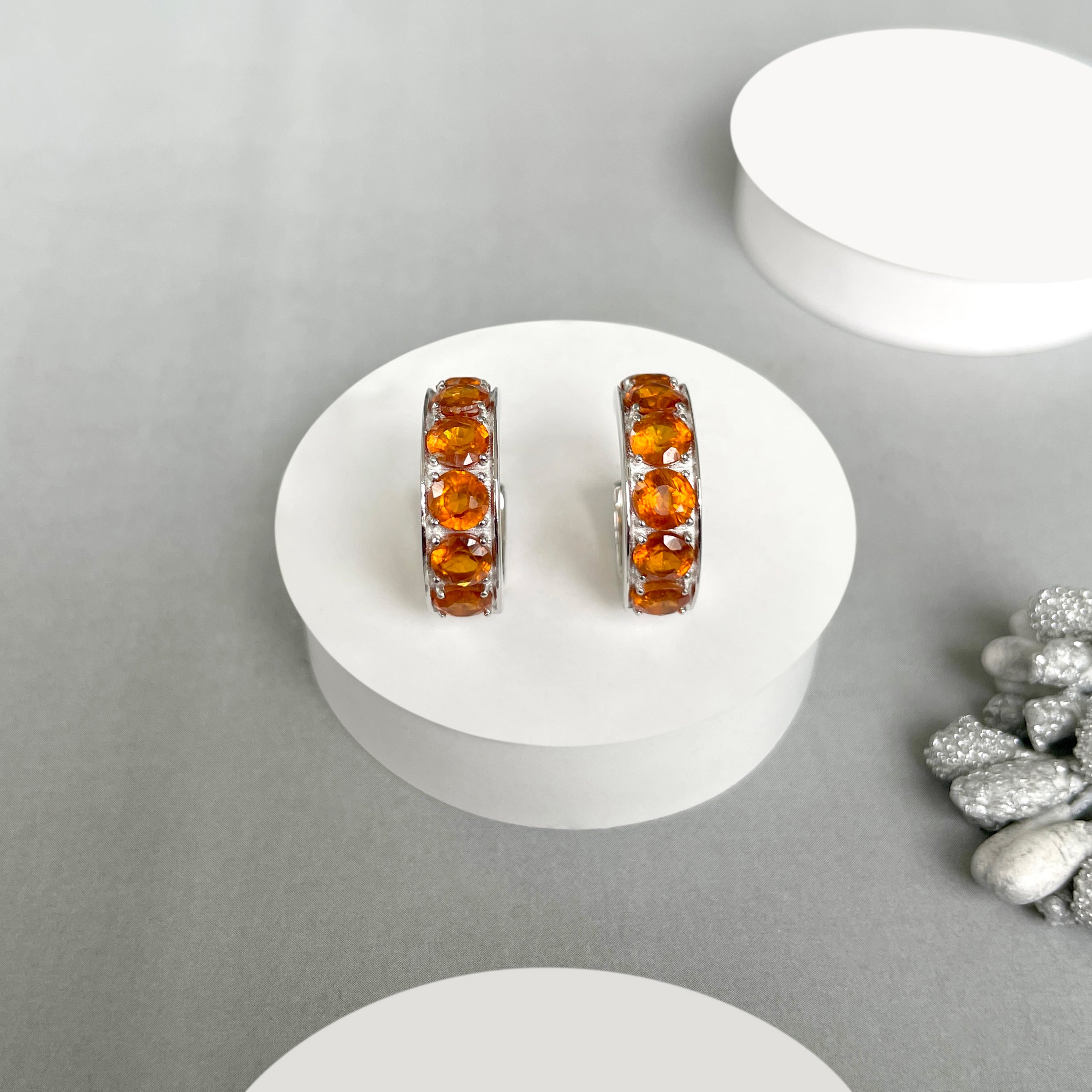 Orange Kyanite Hoop Earring-(KYN-SE-973-O.)