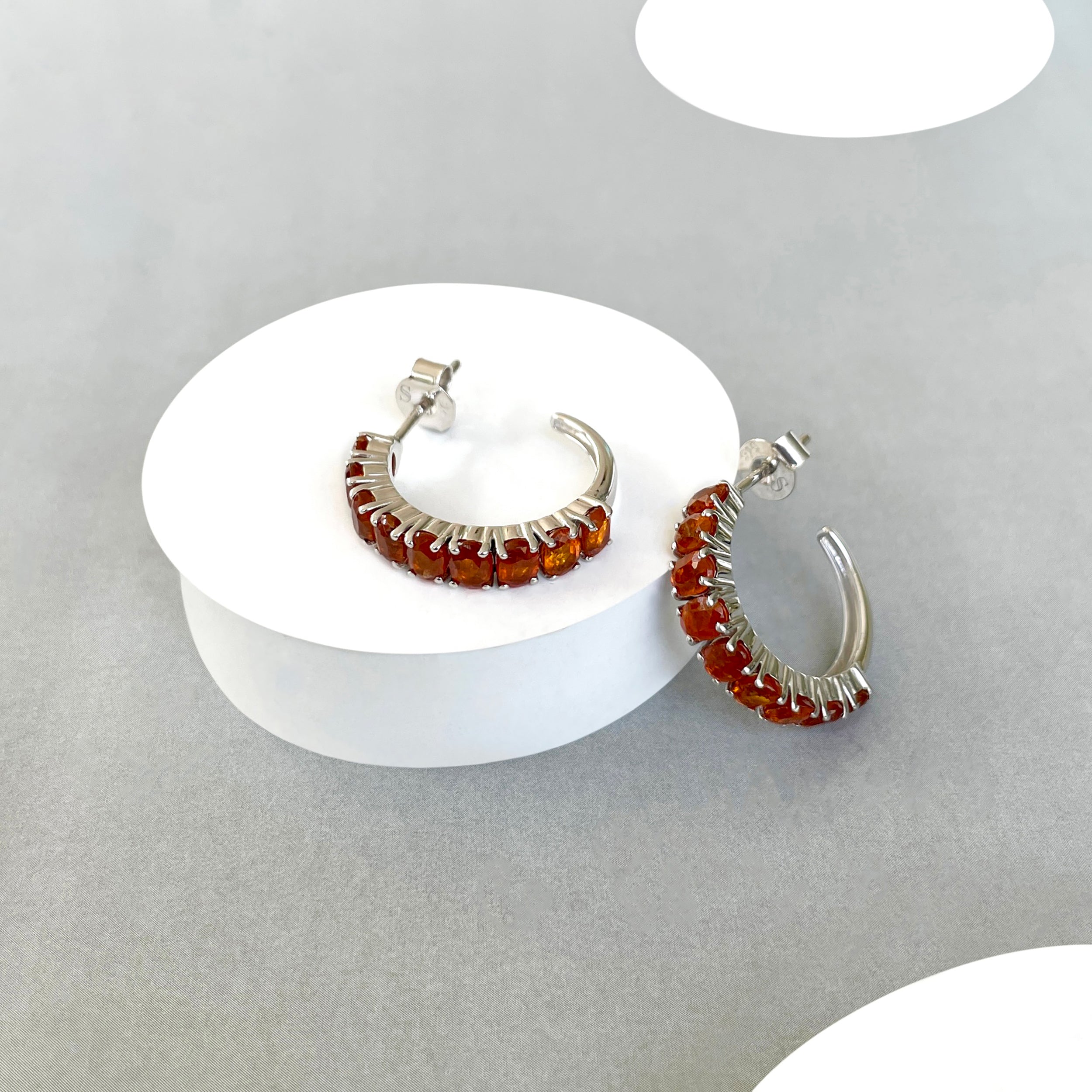 Orange Kyanite Hoop Earring-(KYN-SE-975-O.)