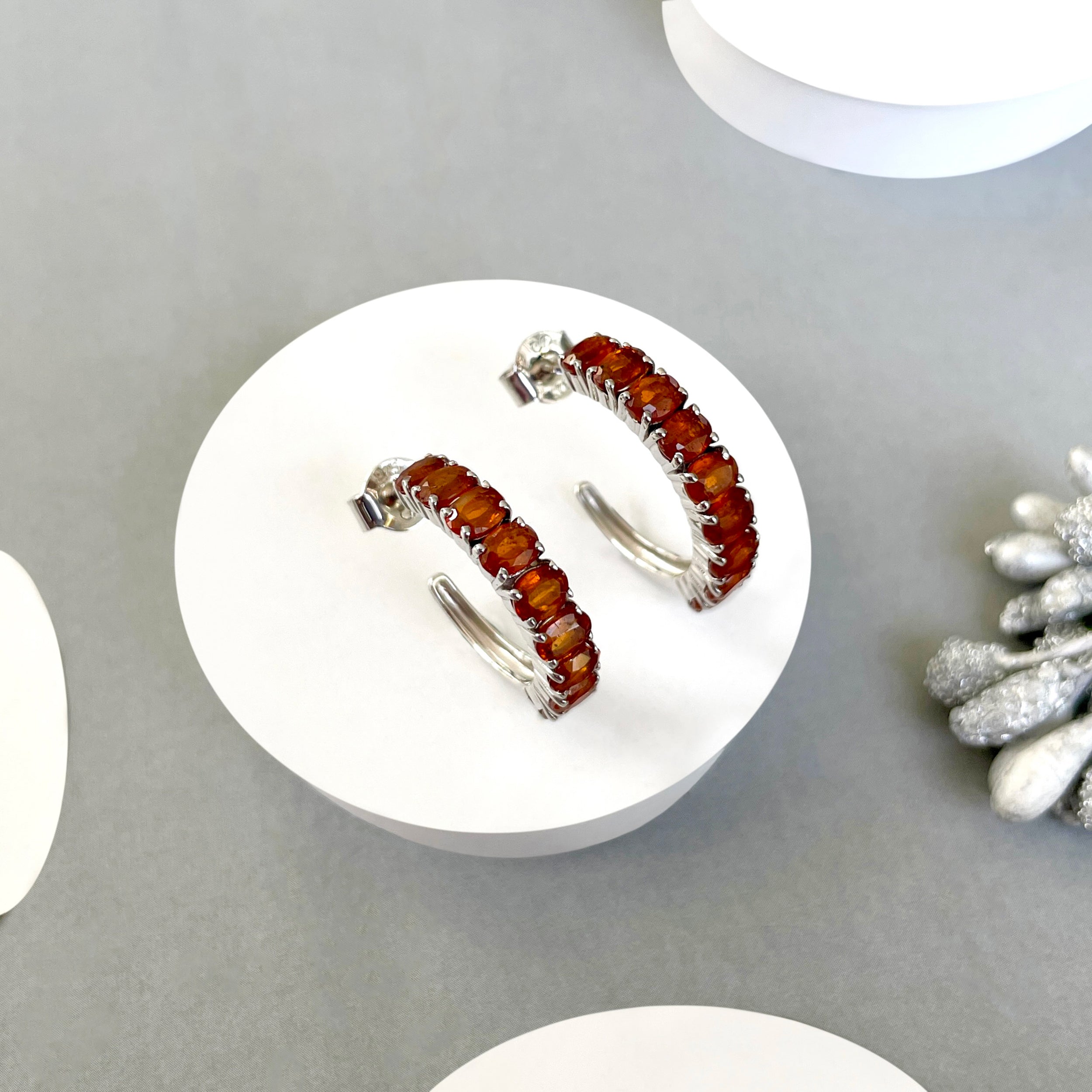 Orange Kyanite Hoop Earring-(KYN-SE-975-O.)