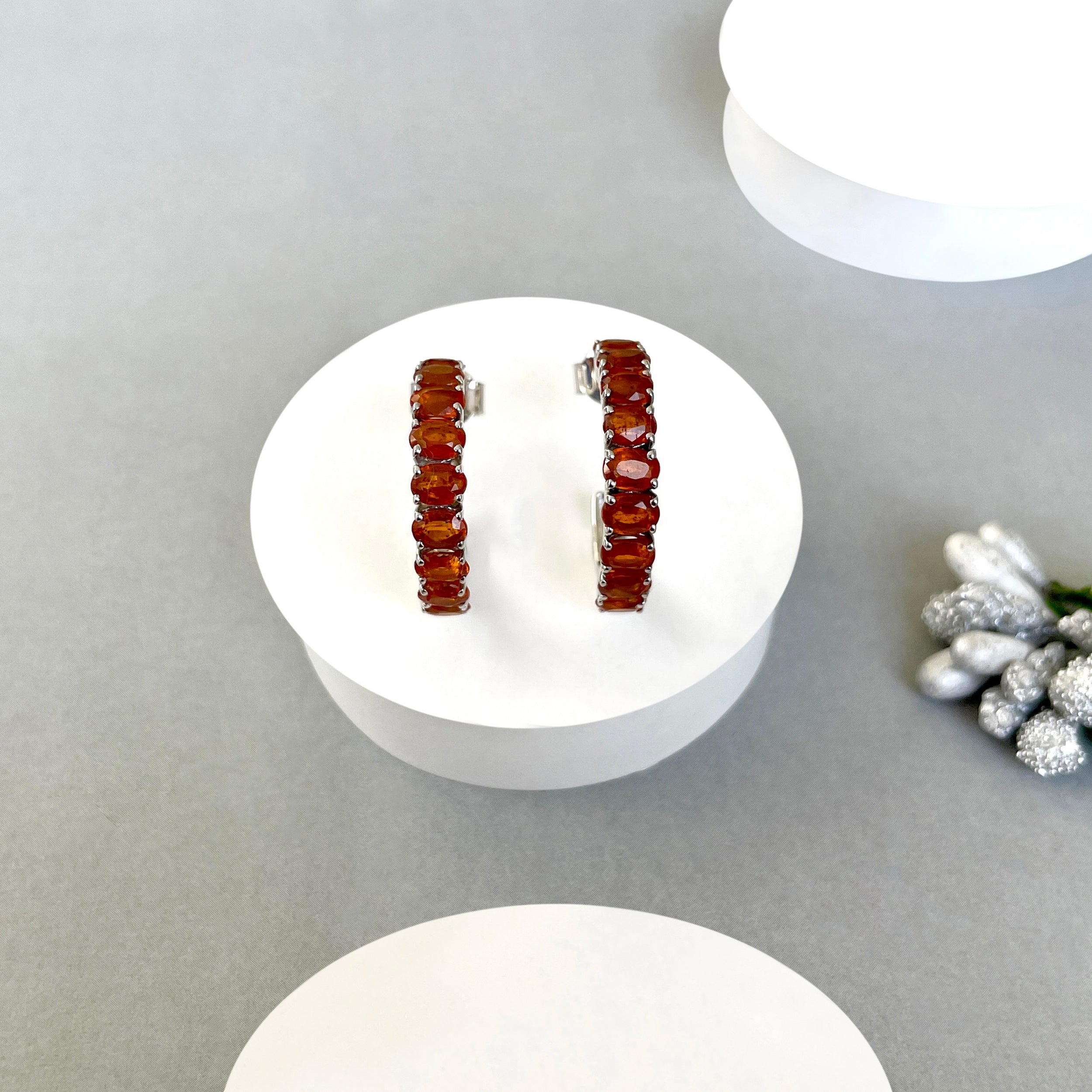 Orange Kyanite Hoop Earring-(KYN-SE-975-O.)