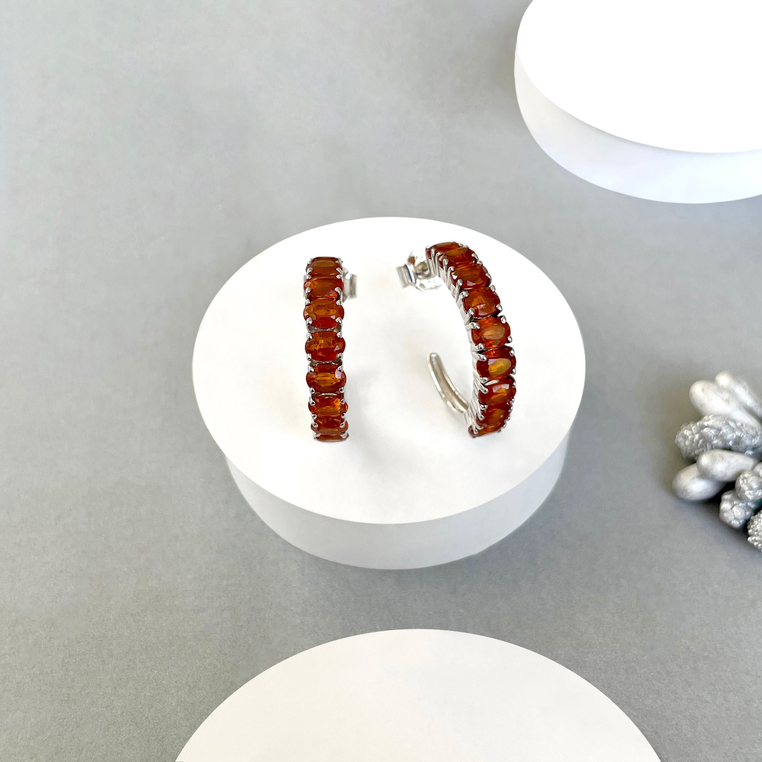 Orange Kyanite Hoop Earring-(KYN-SE-975-O.)