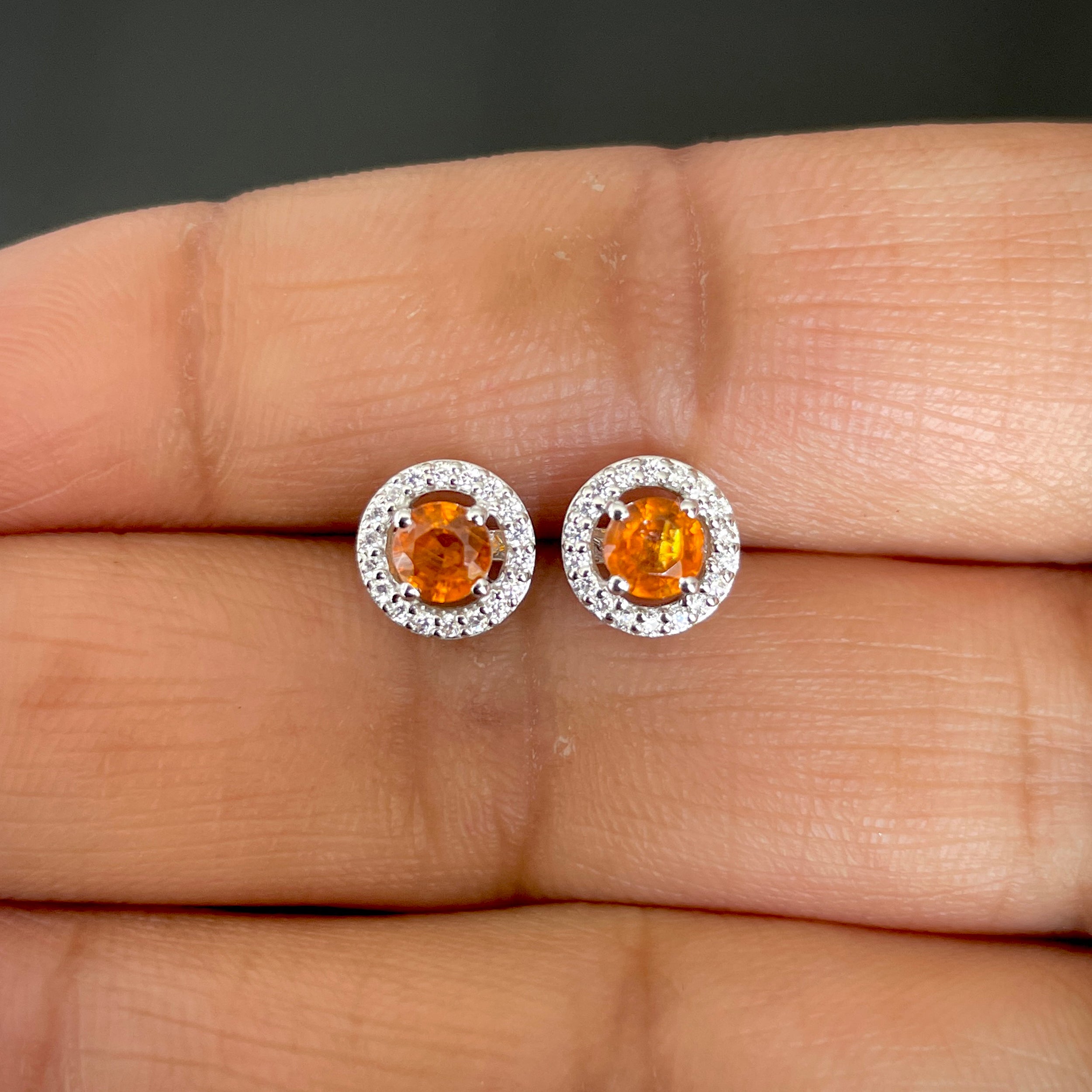 Orange Kyanite Stud Earring-(KYN-SE-985-O.)