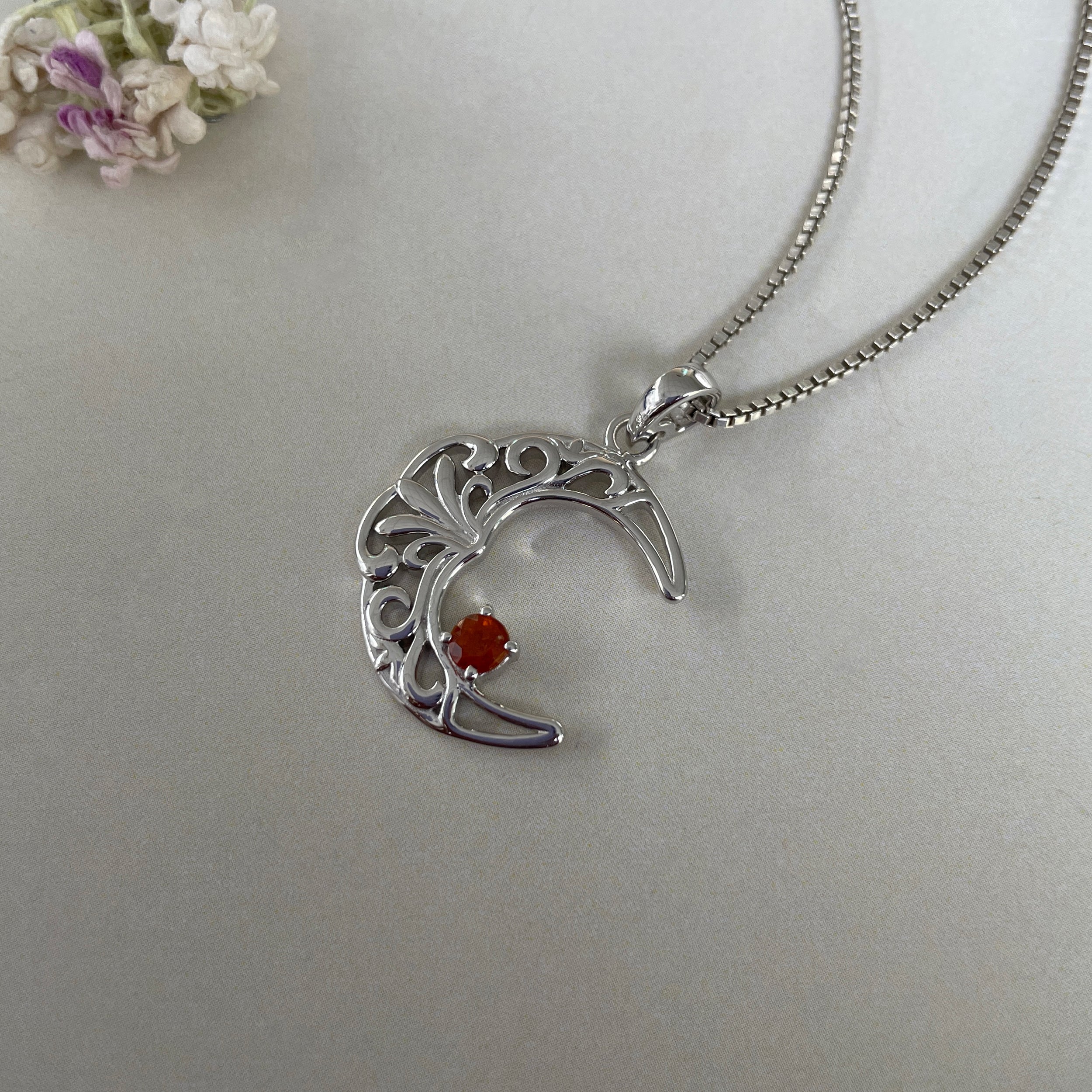 Orange Kyanite crescent Moon Pendant-(KYN-SN-150-O.)