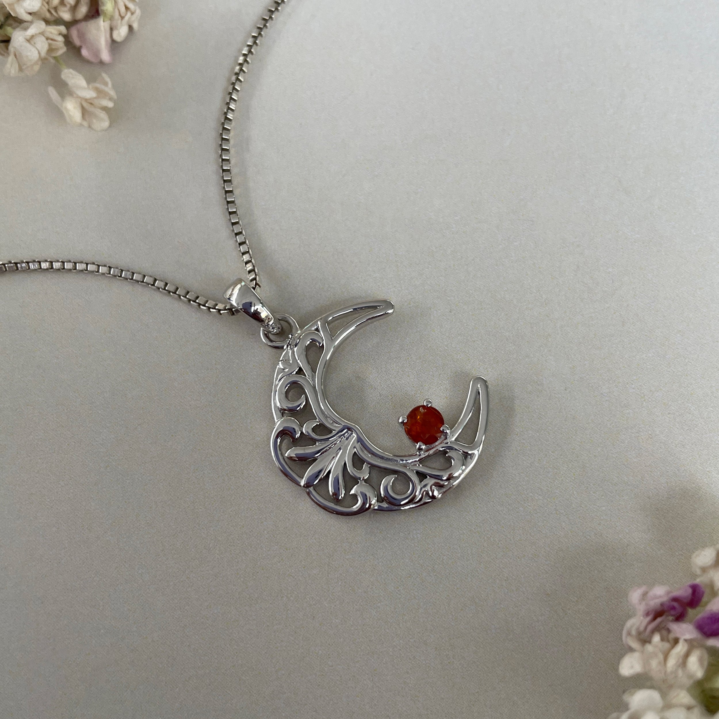 Orange Kyanite crescent Moon Pendant-(KYN-SN-150-O.)