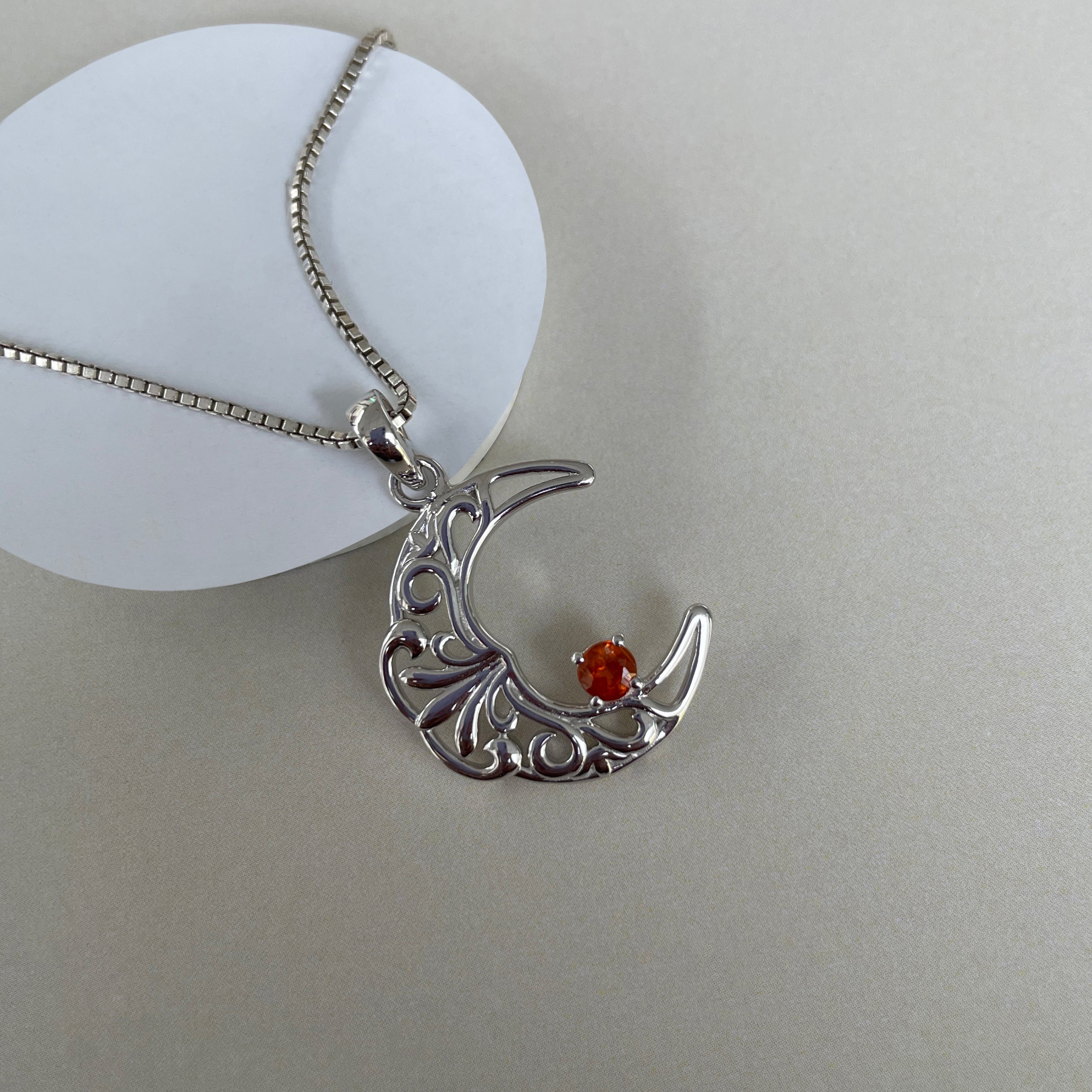 Orange Kyanite crescent Moon Pendant-(KYN-SN-150-O.)