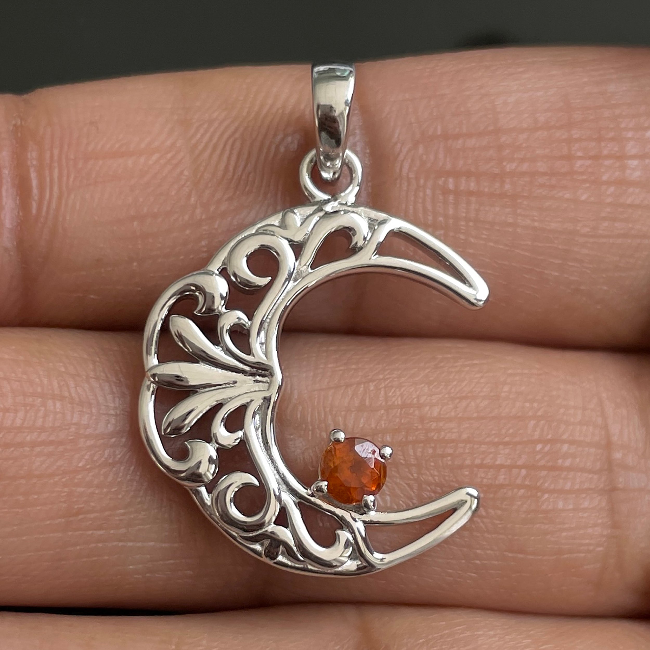 Orange Kyanite crescent Moon Pendant-(KYN-SN-150-O.)