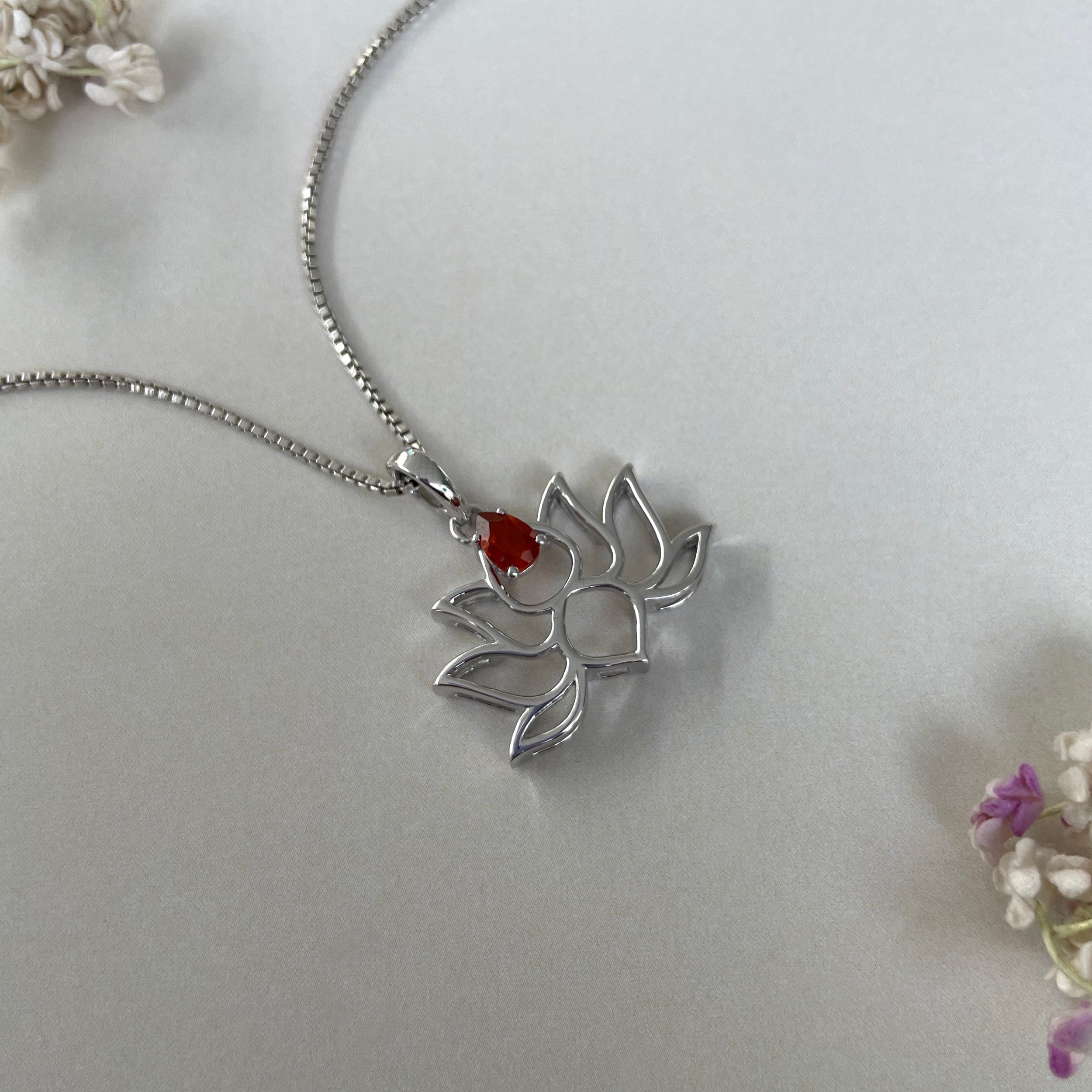 Orange Kyanite Lotus Pendant-(KYN-SN-156-O.)