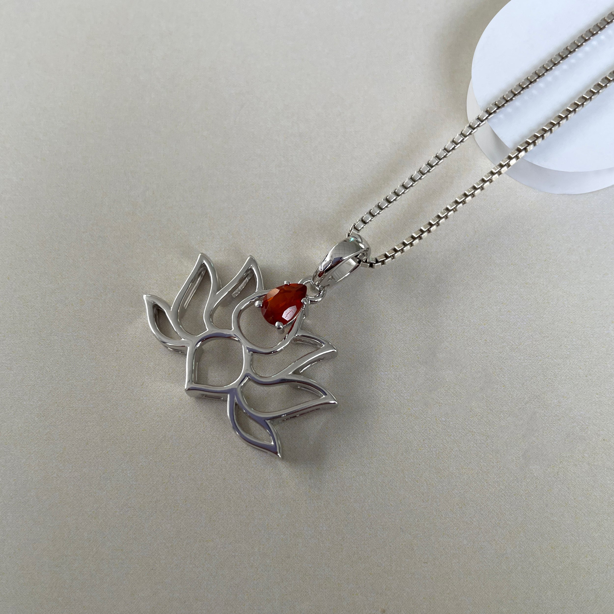 Orange Kyanite Lotus Pendant-(KYN-SN-156-O.)