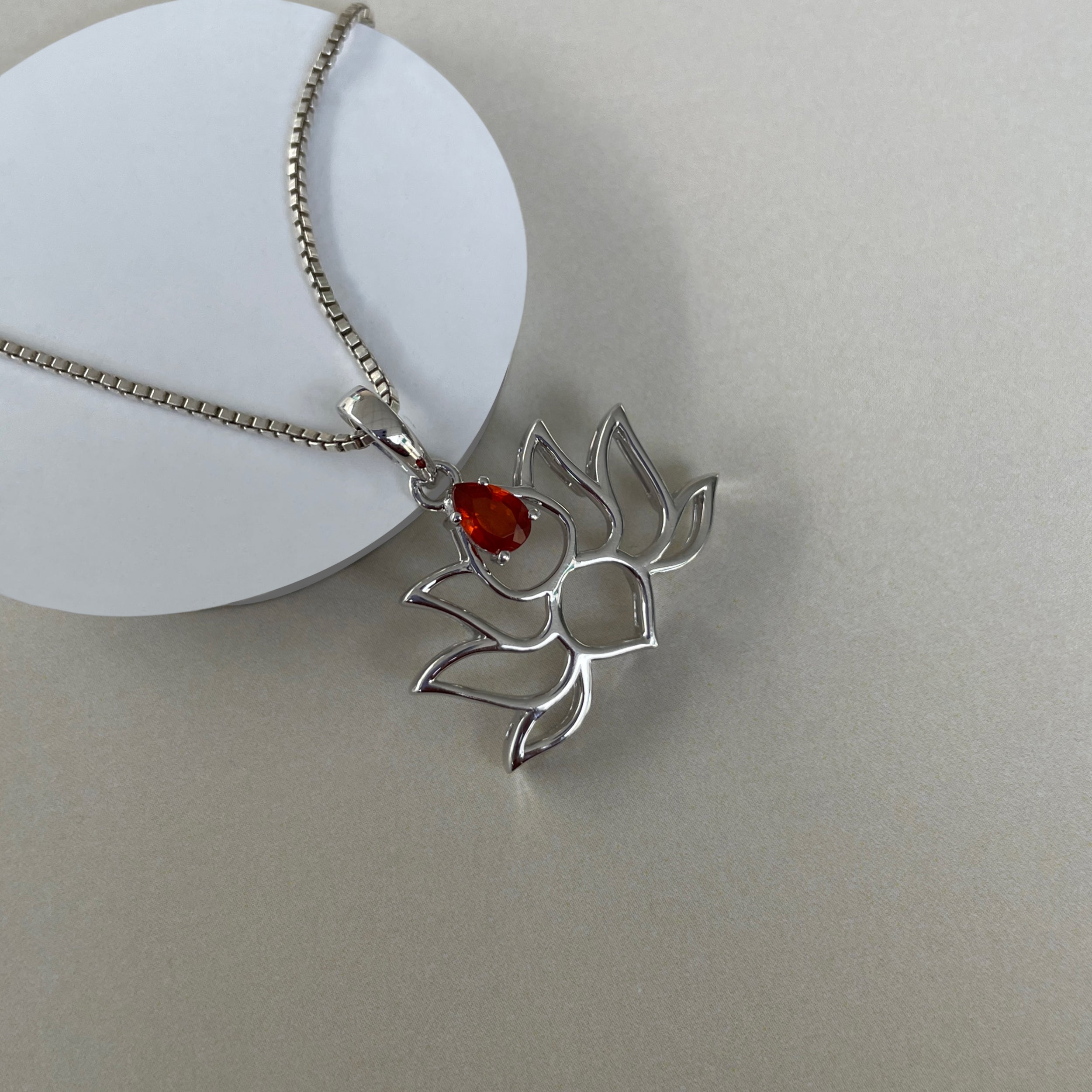 Orange Kyanite Lotus Pendant-(KYN-SN-156-O.)