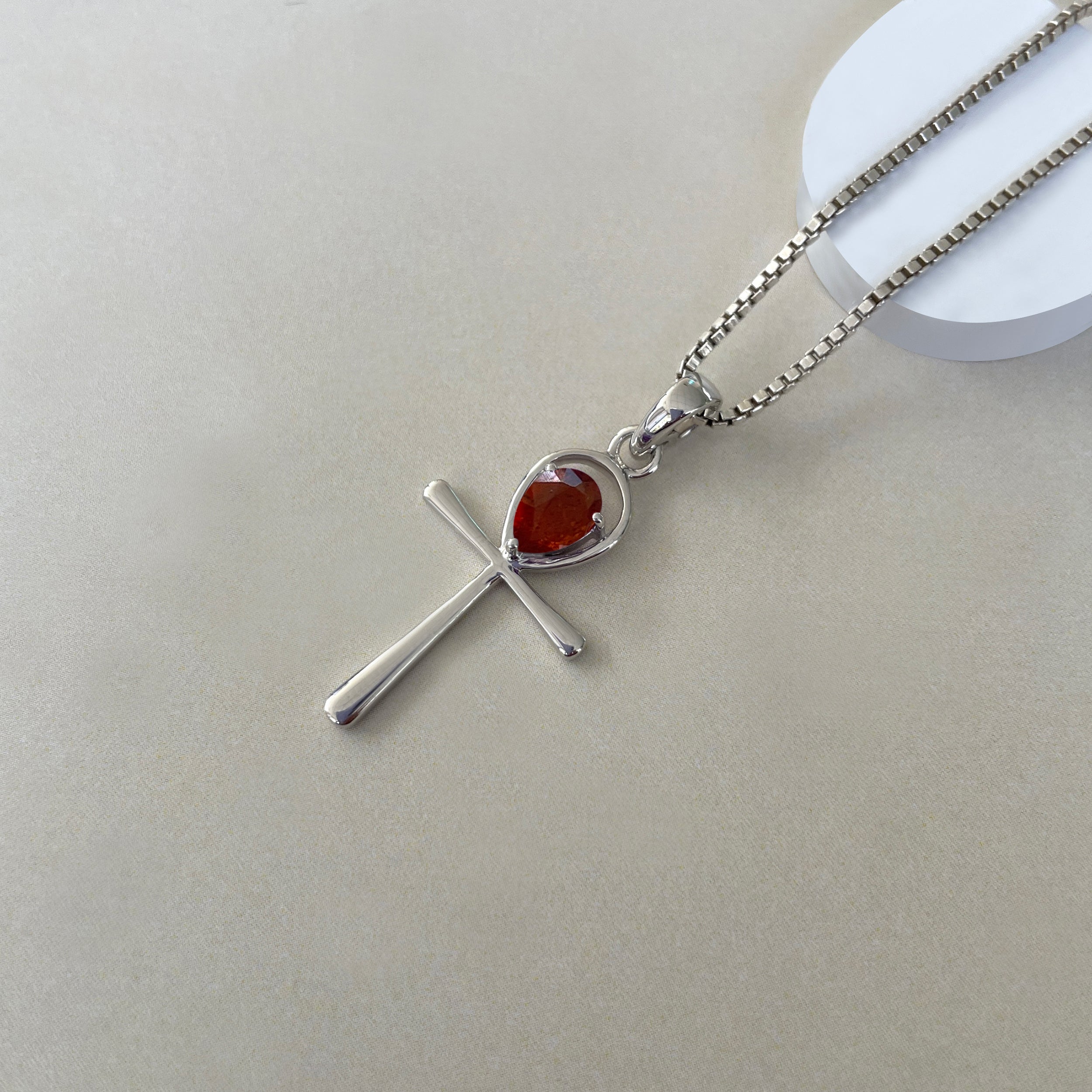 Orange Kyanite Ankh Pendant-(KYN-SN-168-O.)