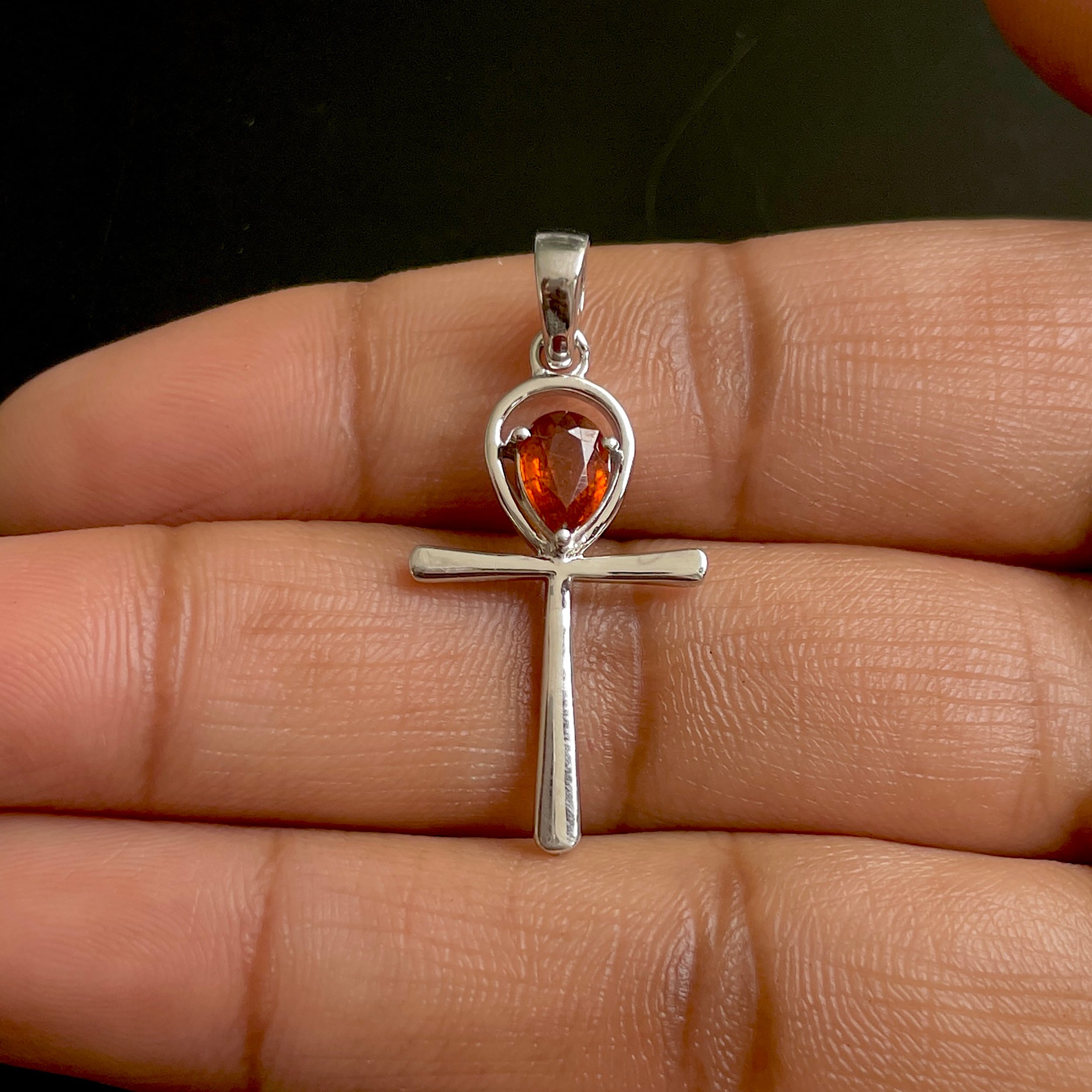 Orange Kyanite Ankh Pendant-(KYN-SN-168-O.)