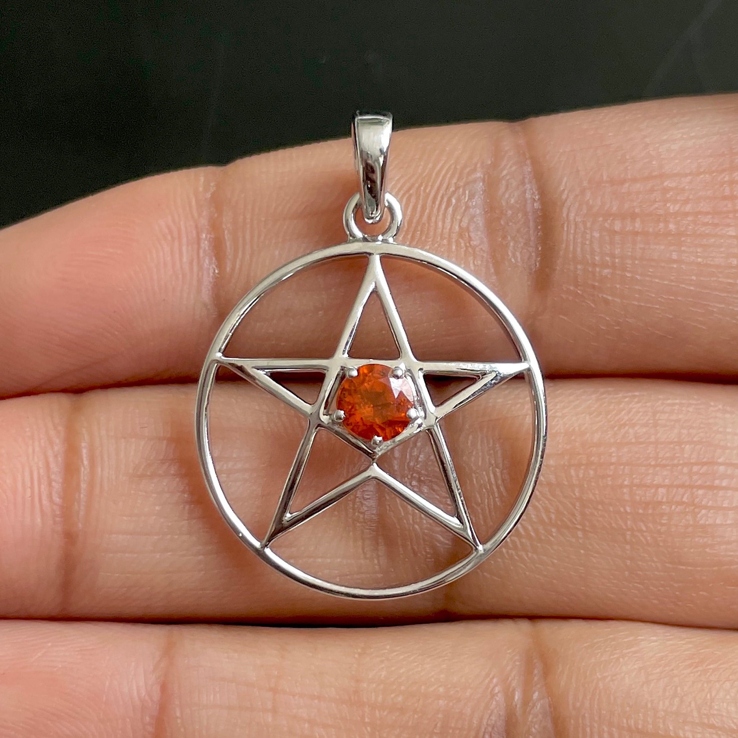 Orange Kyanite Pentacle Pendant-(KYN-SN-171-O.)