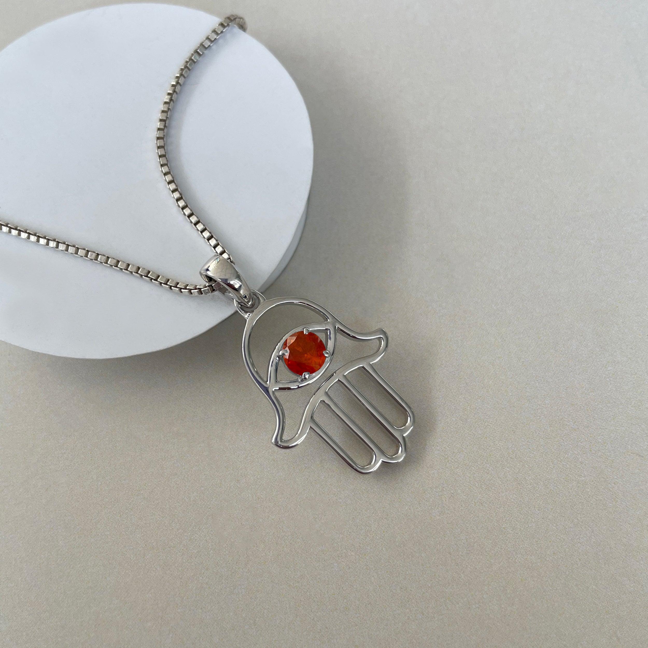 Orange Kyanite Hamsa Hand Pendant-(KYN-SN-172-O.)