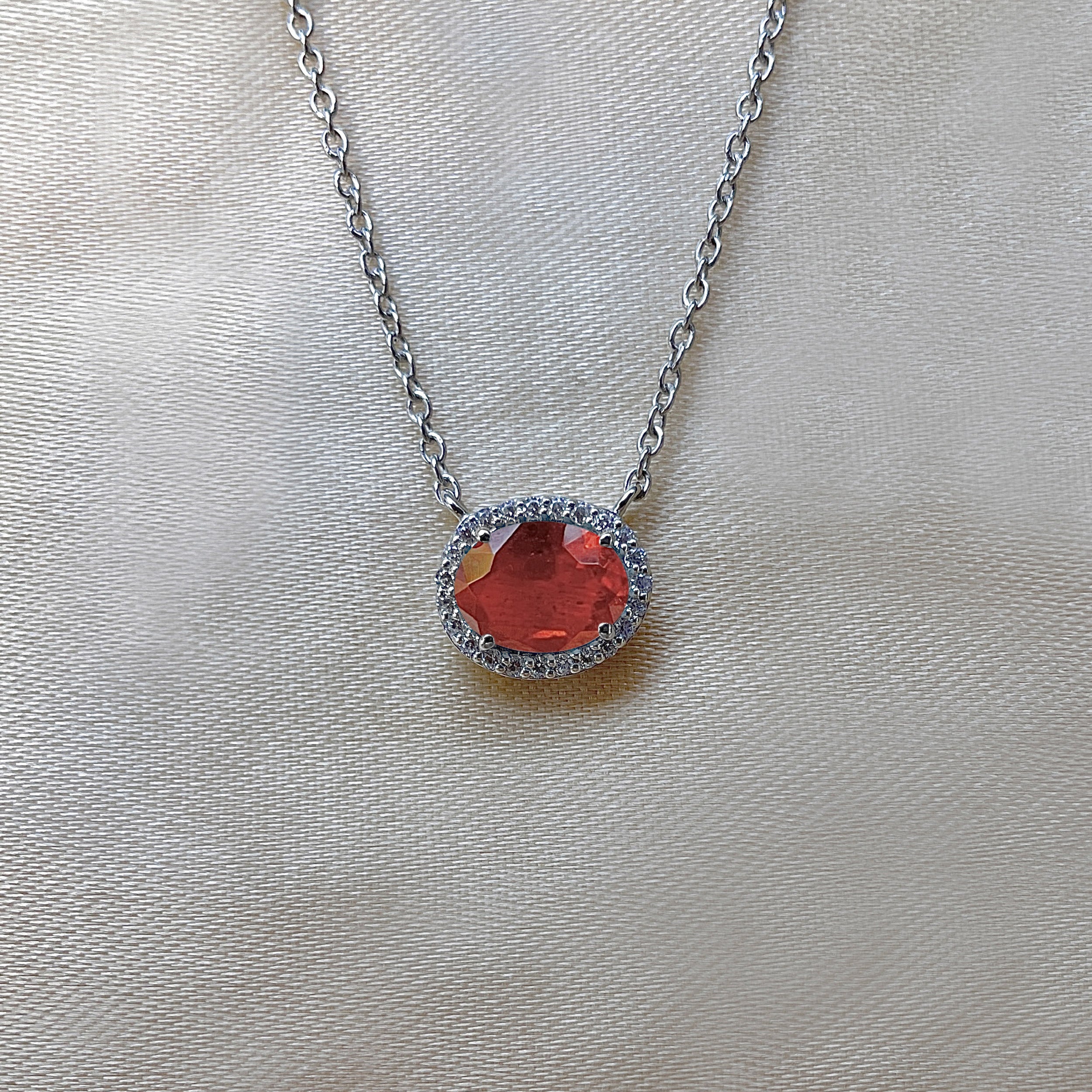 Orange Kyanite & White Topaz Necklace-(KYN-SN-85-O.)