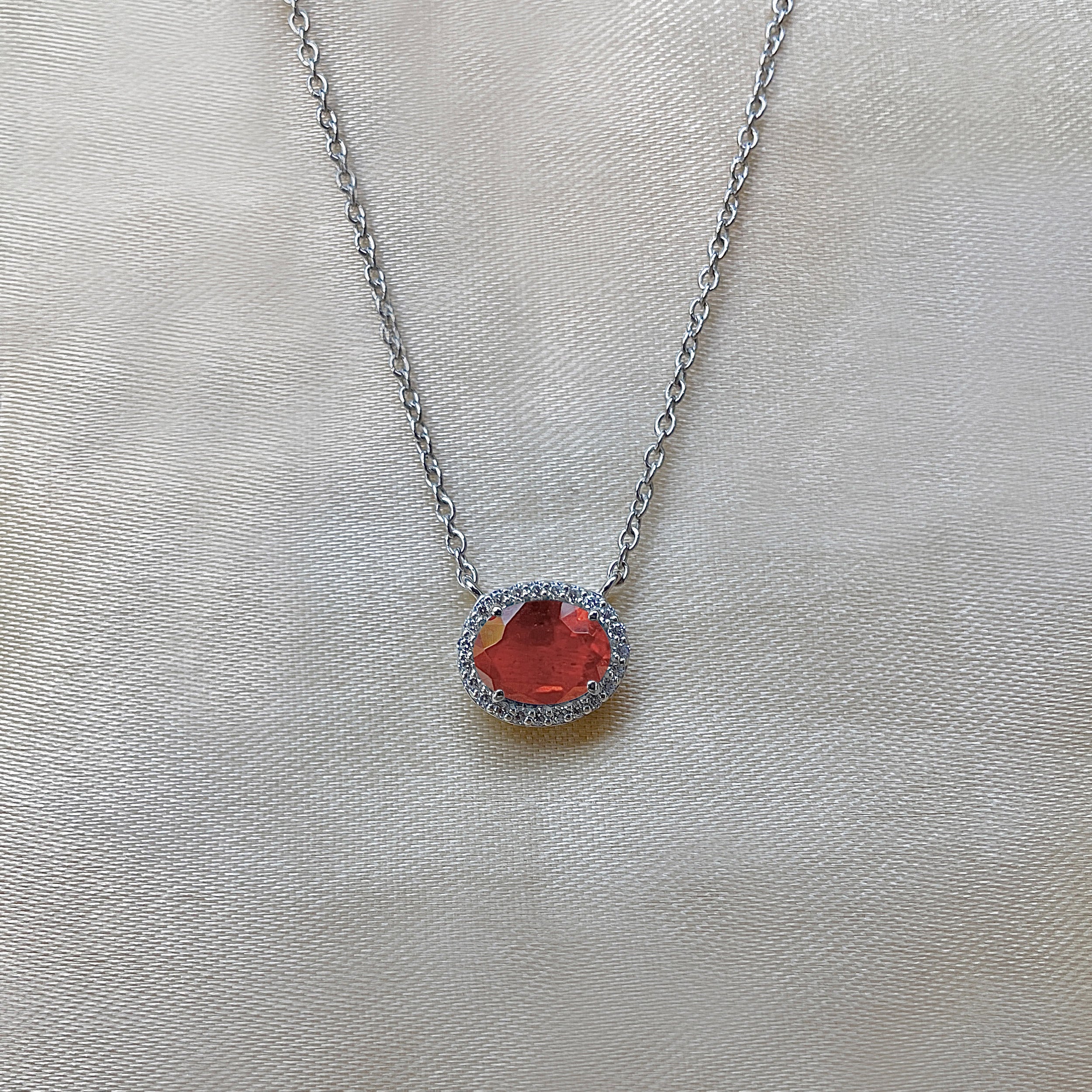 Orange Kyanite & White Topaz Necklace-(KYN-SN-85-O.)
