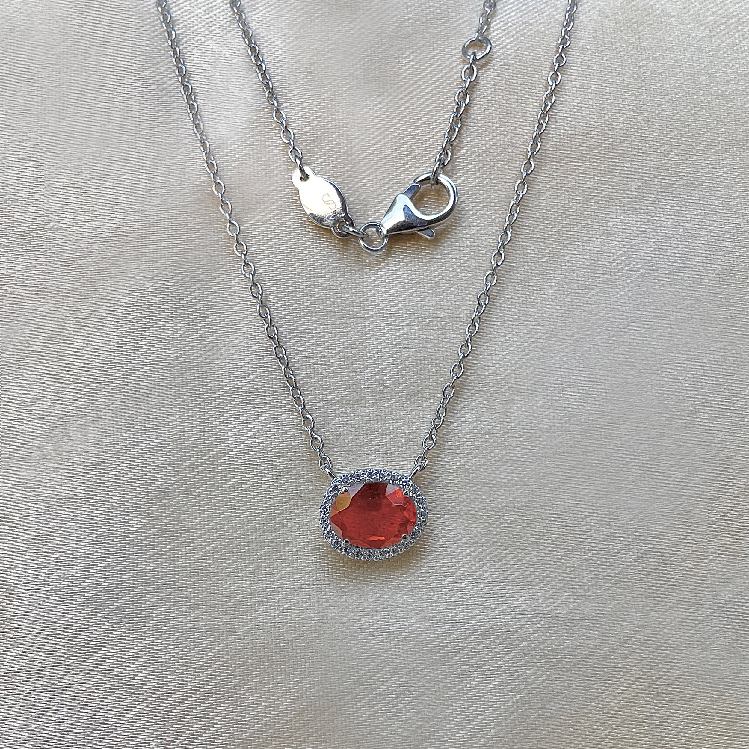 Orange Kyanite & White Topaz Necklace-(KYN-SN-85-O.)