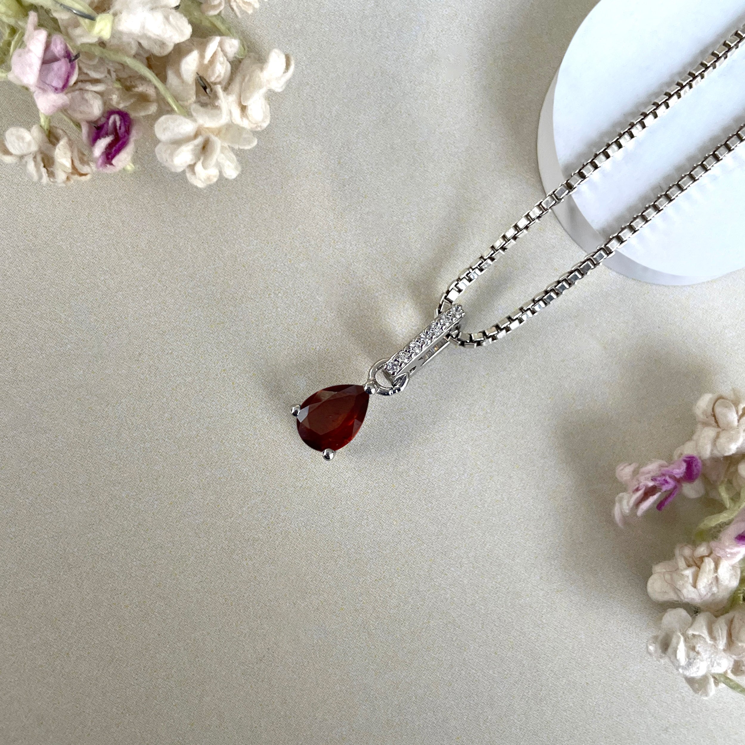 Orange Kyanite & White Topaz Pendant-(KYN-SP-1165-O.)