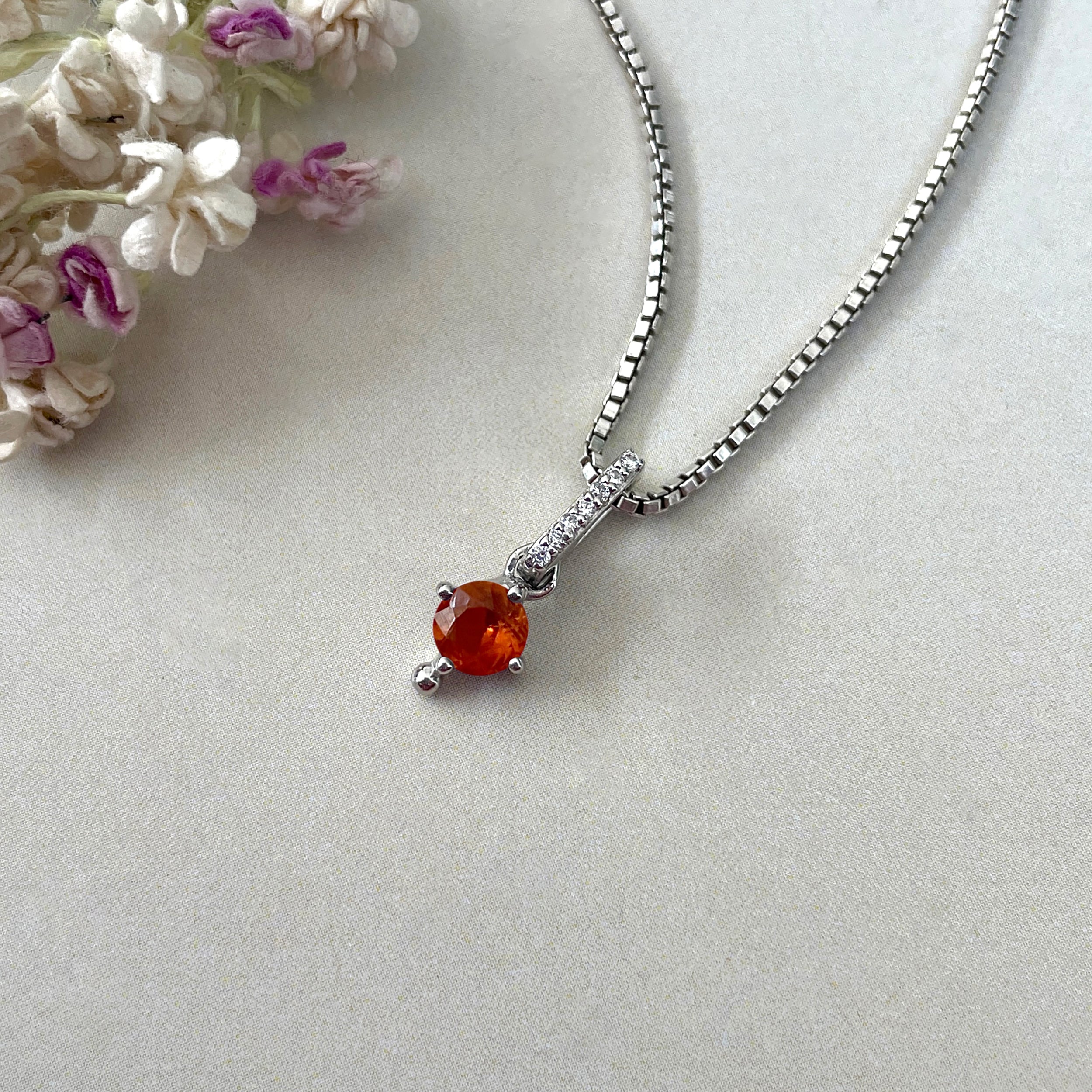 Orange Kyanite & White Topaz Pendant-(KYN-SP-399-O.)