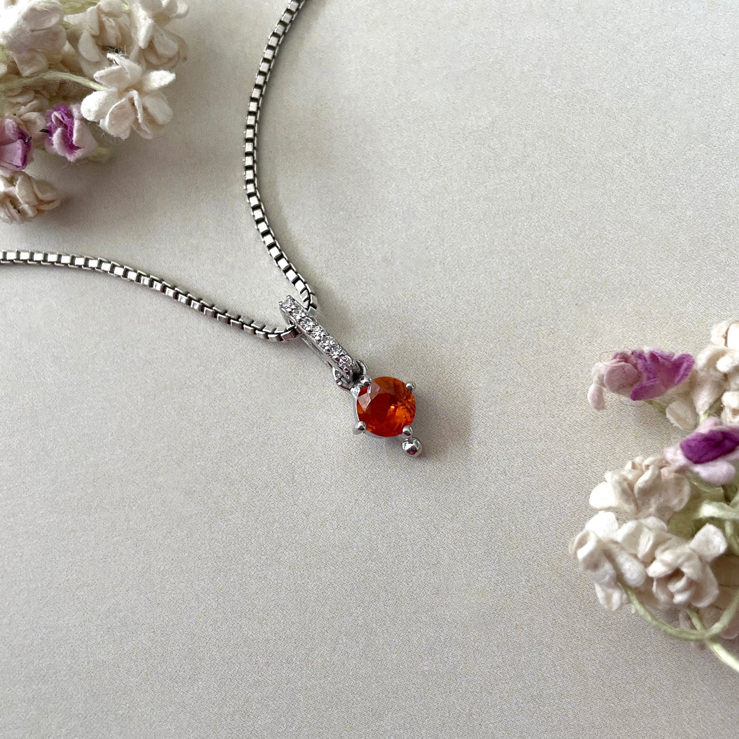 Orange Kyanite & White Topaz Pendant-(KYN-SP-399-O.)