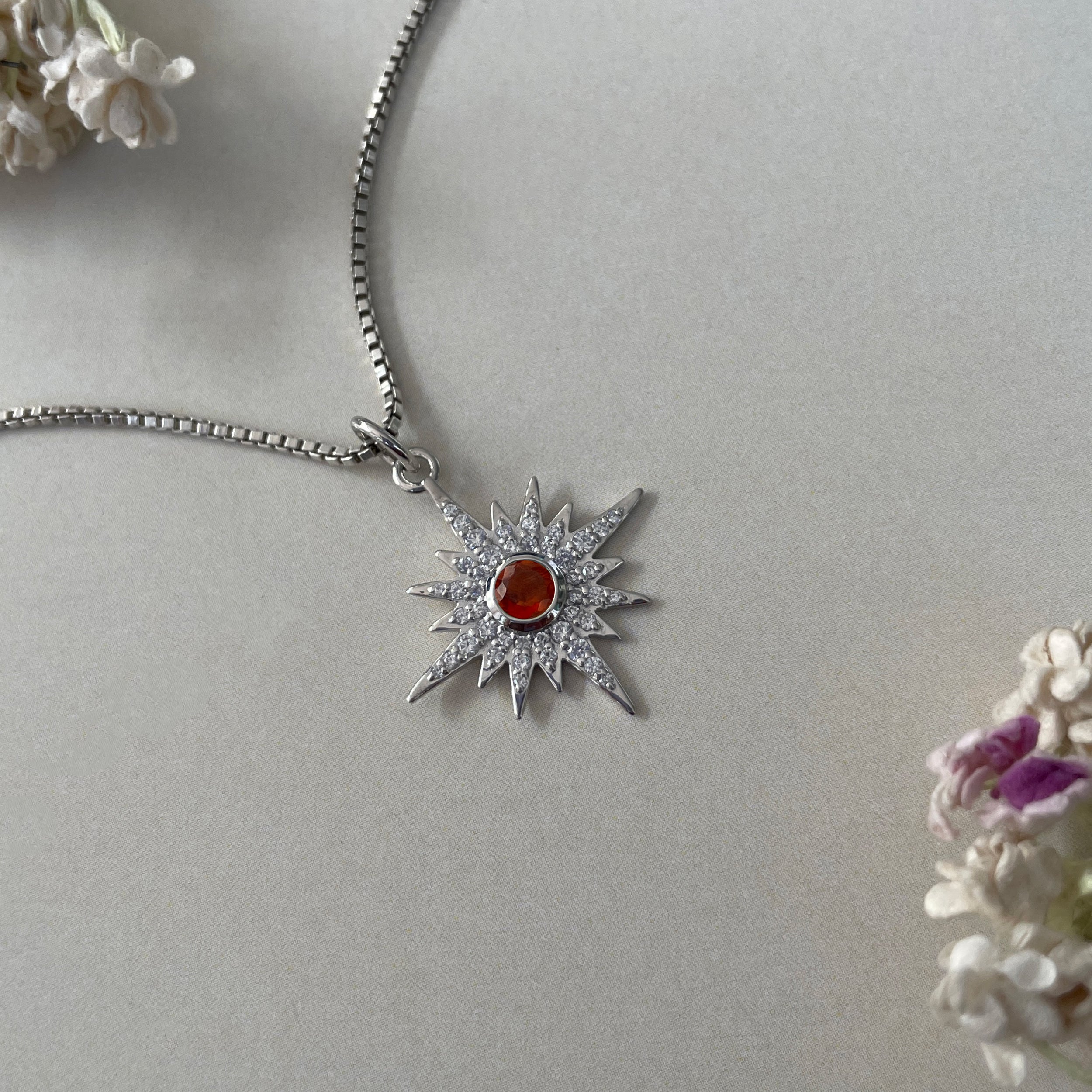 Orange Kyanite North Star Pendant-(KYN-SP-693-O.)