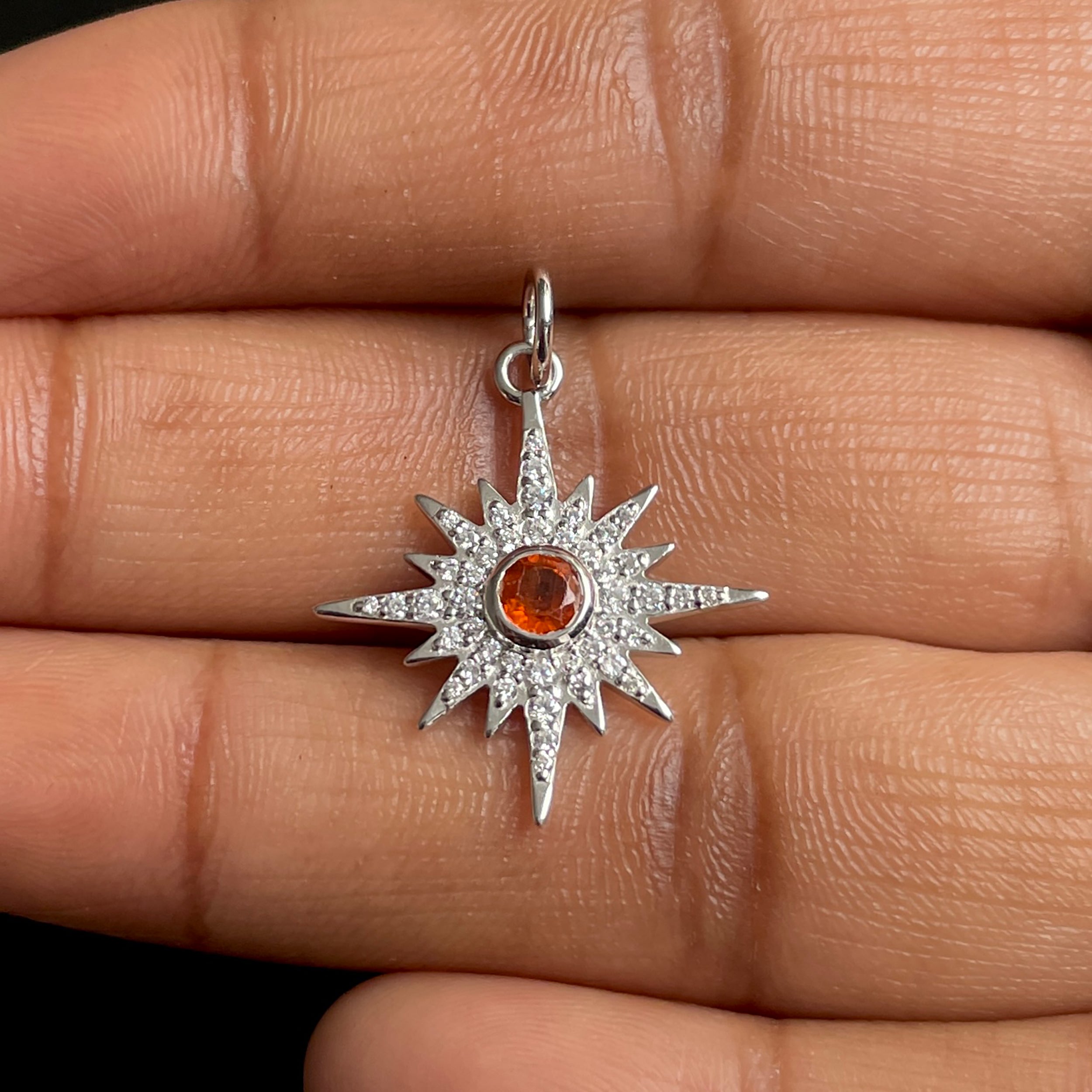 Orange Kyanite North Star Pendant-(KYN-SP-693-O.)