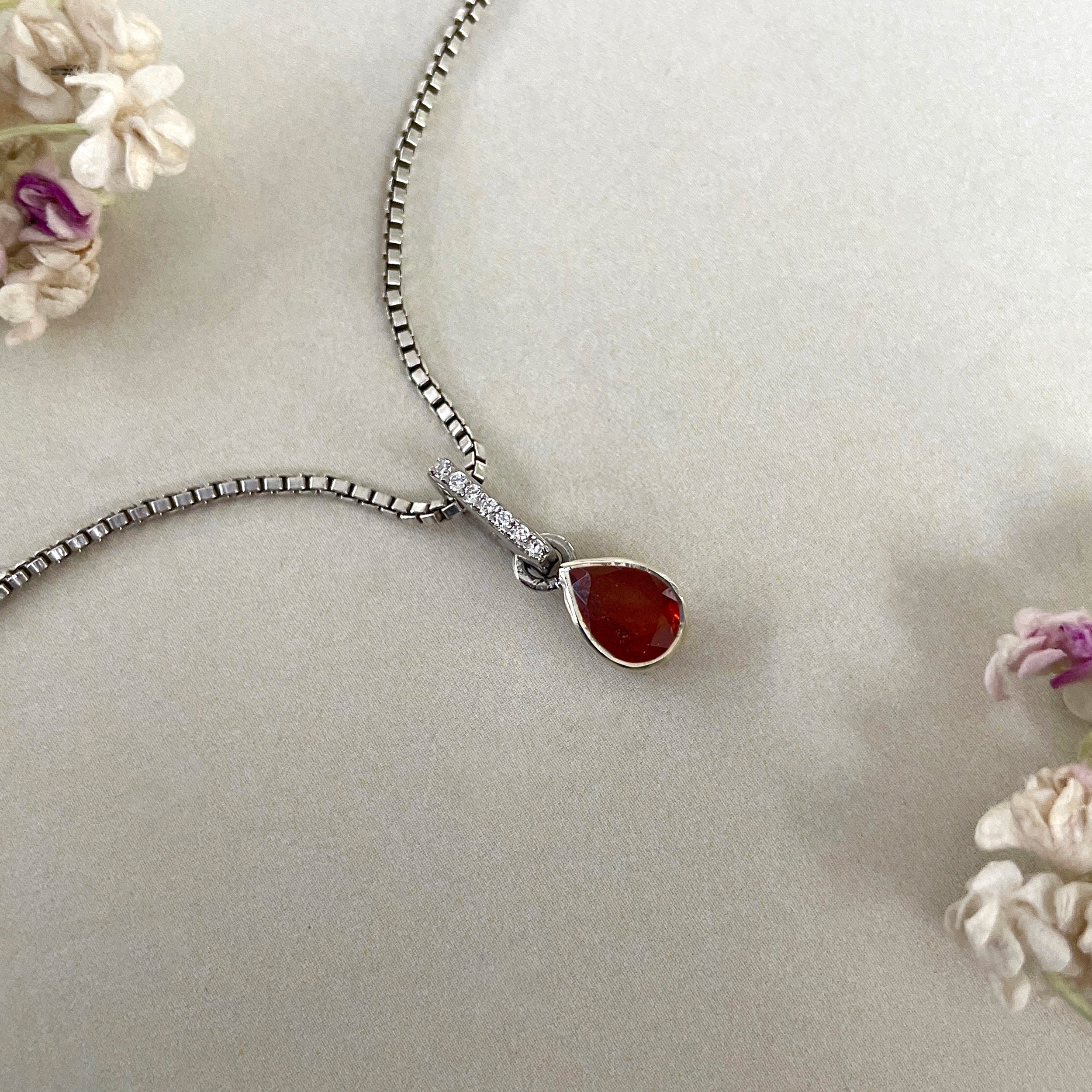 Orange Kyanite & White Topaz Pendant-(KYN-SP-779-O.)