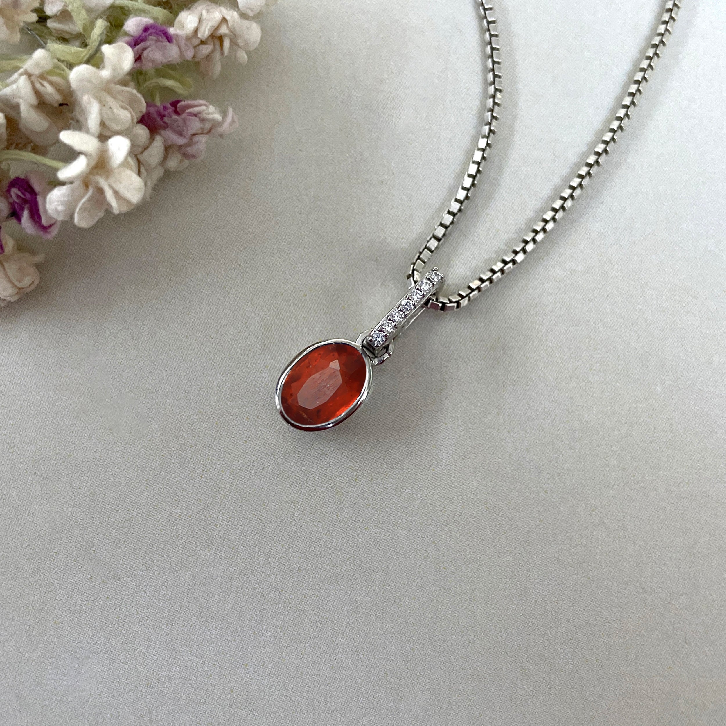 Orange Kyanite & White Topaz Pendant-(KYN-SP-792-O.)