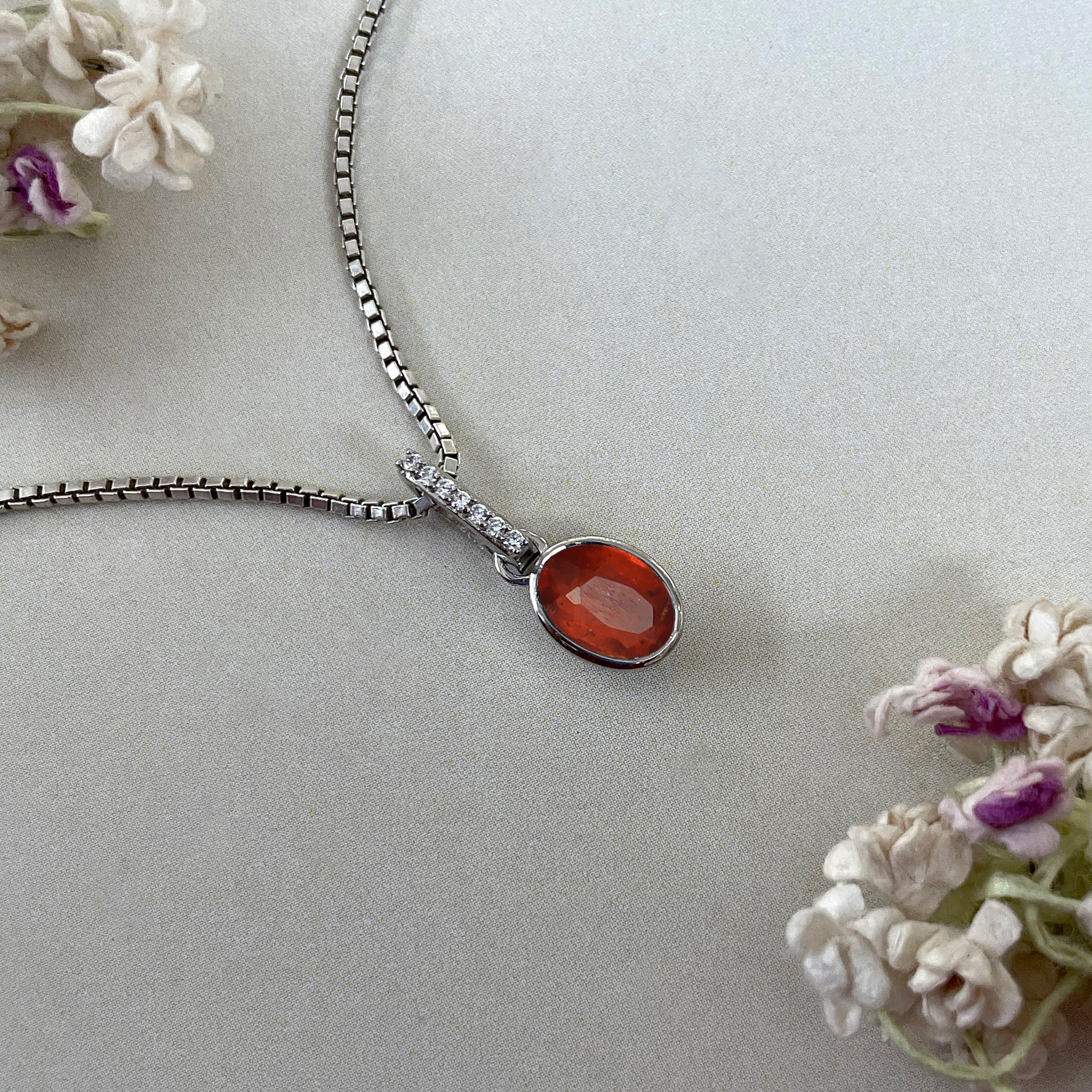 Orange Kyanite & White Topaz Pendant-(KYN-SP-792-O.)