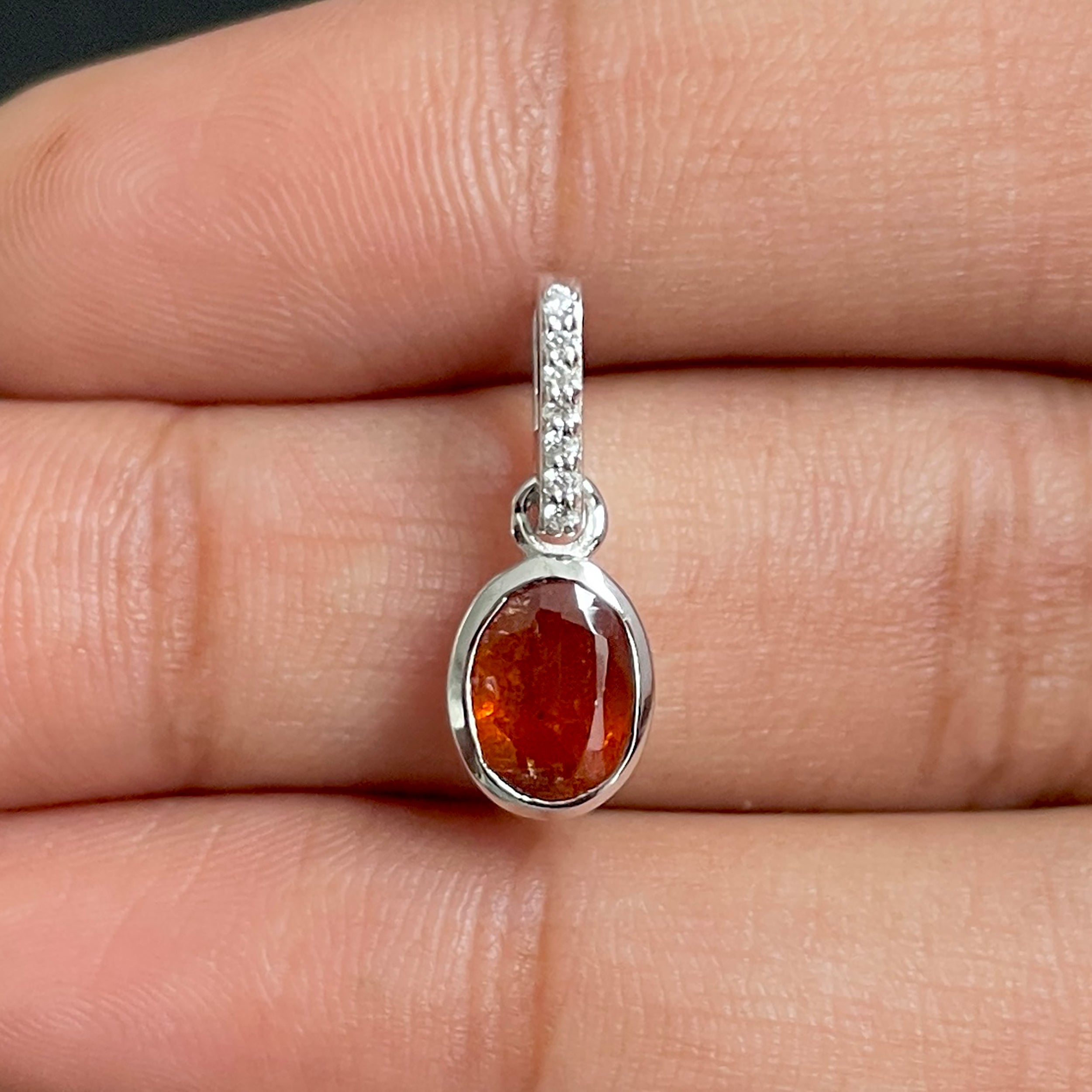 Orange Kyanite & White Topaz Pendant-(KYN-SP-792-O.)