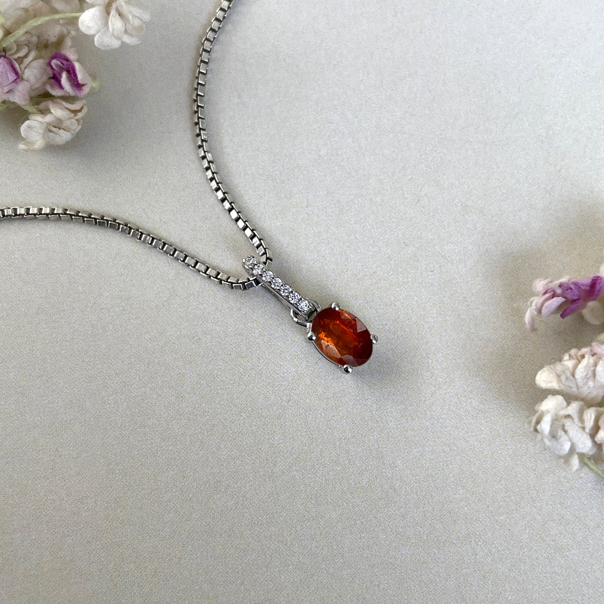 Orange Kyanite & White Topaz Pendant-(KYN-SP-915-O.)