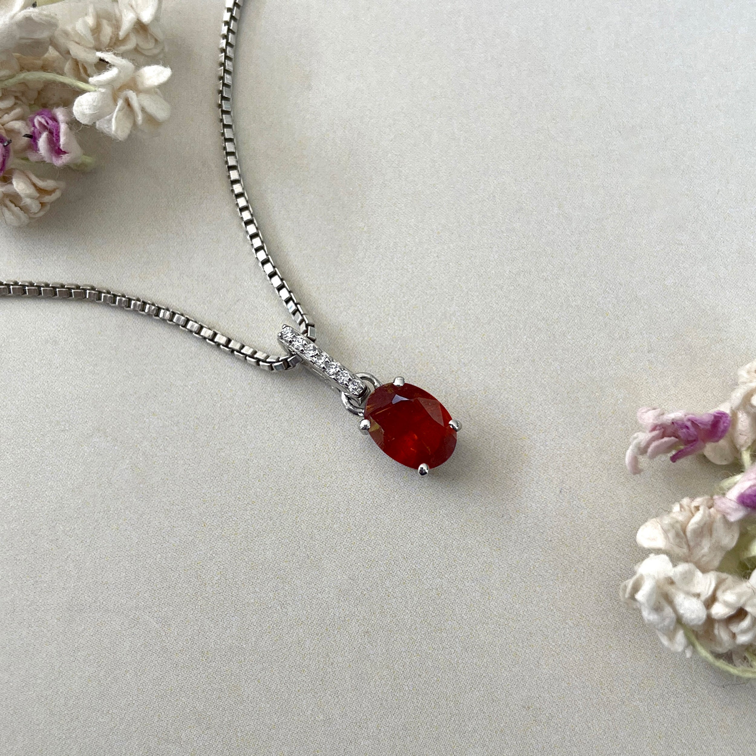 Orange Kyanite & White Topaz Pendant-(KYN-SP-920-O.)