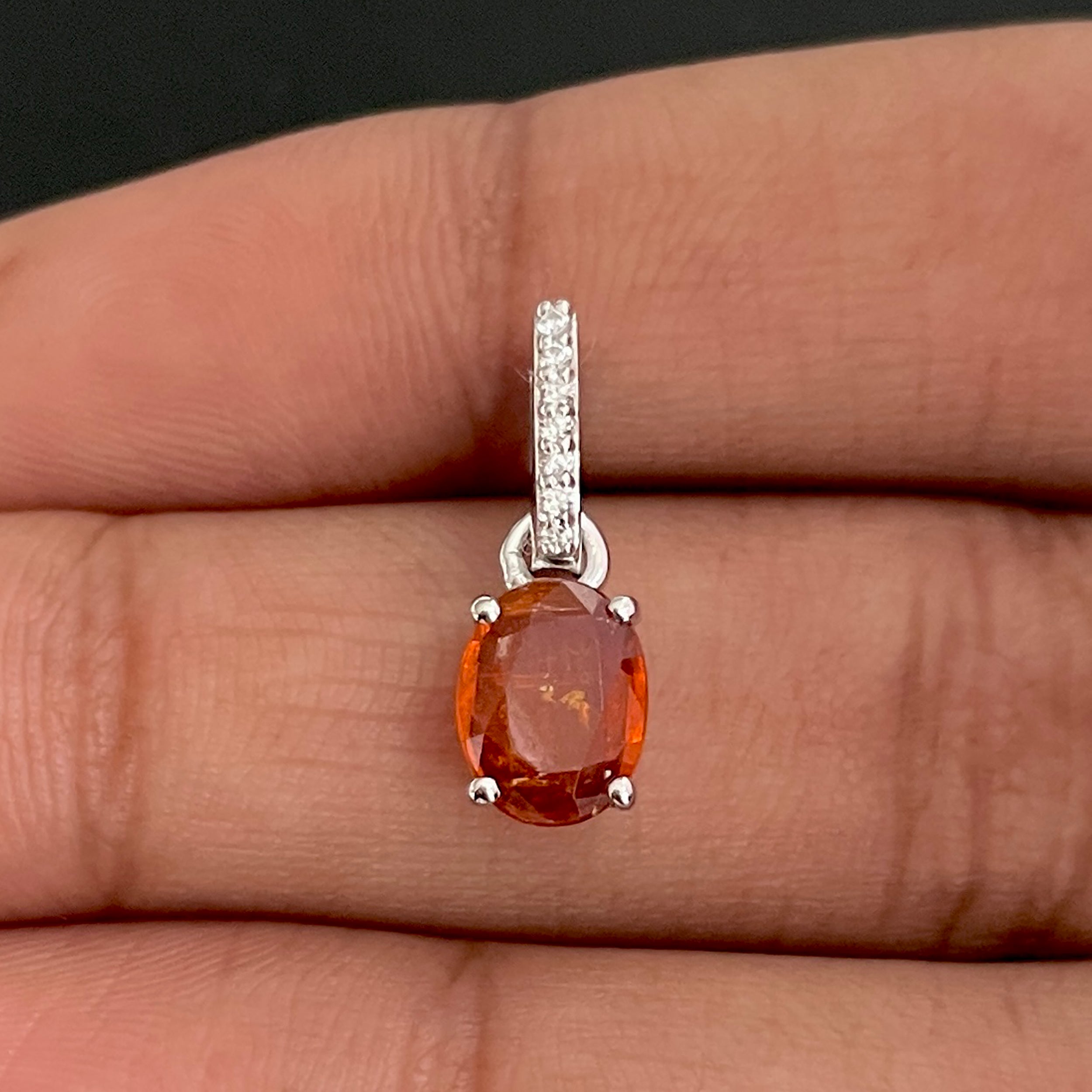 Orange Kyanite & White Topaz Pendant-(KYN-SP-920-O.)