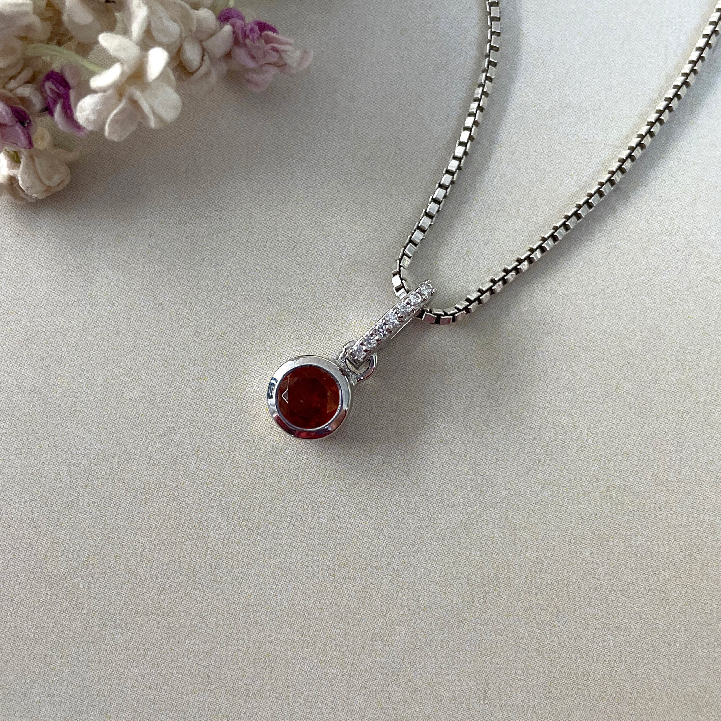 Orange Kyanite & White Topaz Pendant-(KYN-SP-957-O.)